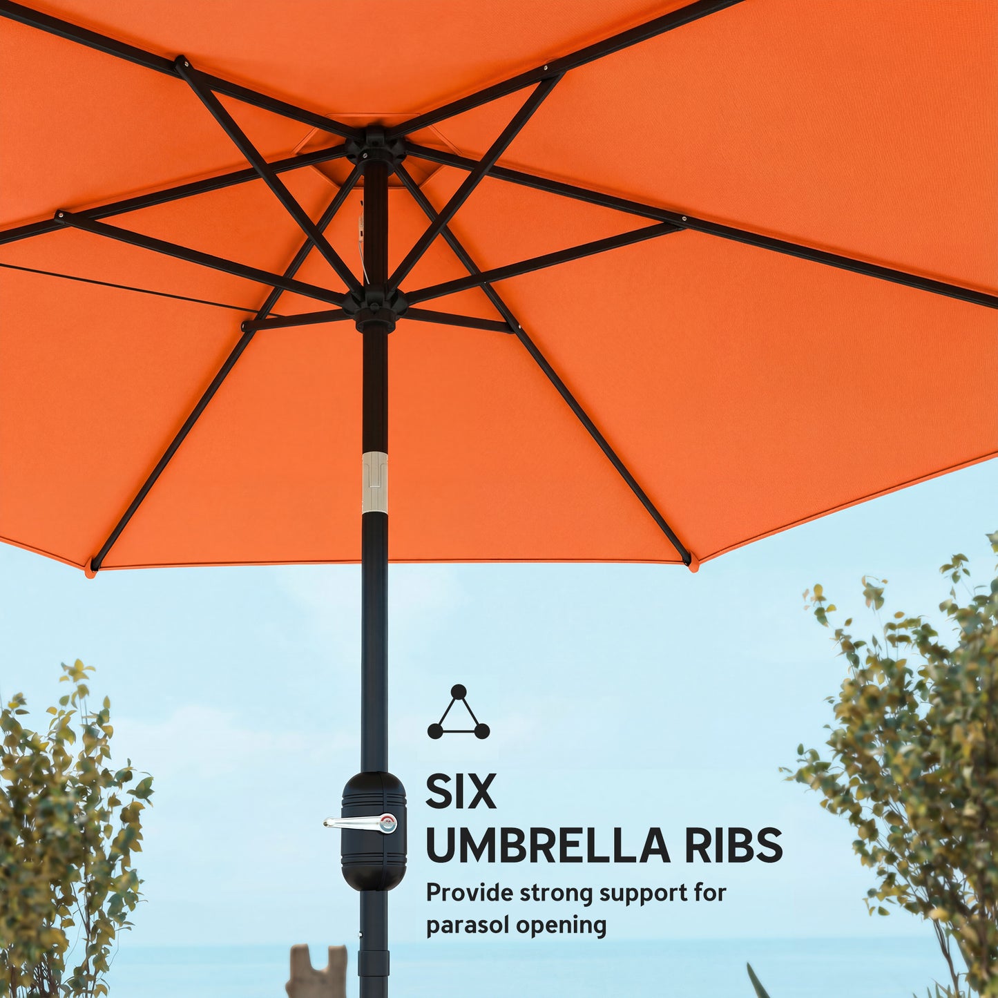 Outsunny 2.6m Garden Parasol Umbrella With Aluminium Pole Outdoor Patio Umbrella Tilt And Crank Vent Orange