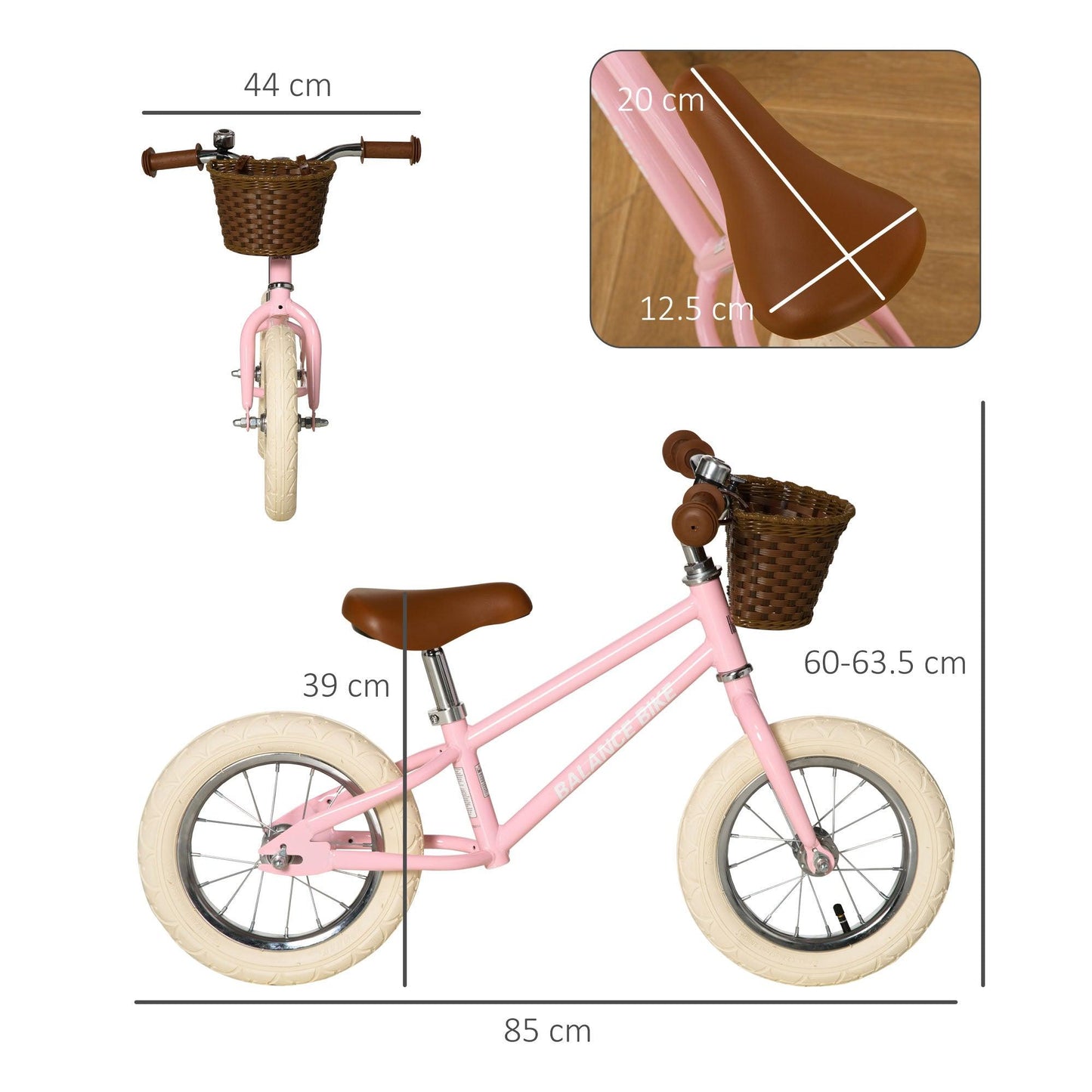 HOMCOM Kids Balance Bike for 3-6 Year Olds - Pink - ALL4U RETAILER LTD