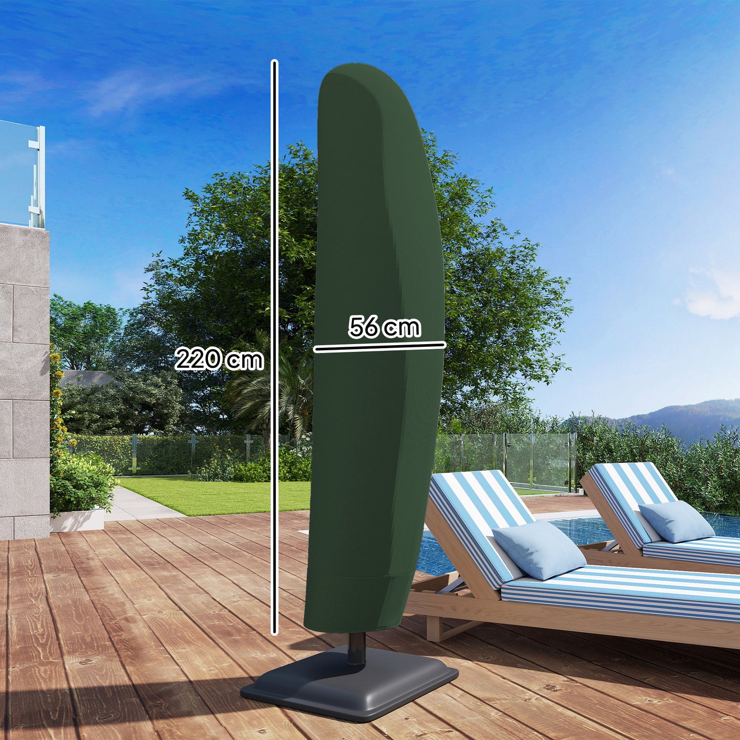 Outsunny 600D Oxford Cantilever Parasol Cover For 2 To 4 M Umbrellas Green Weatherproof