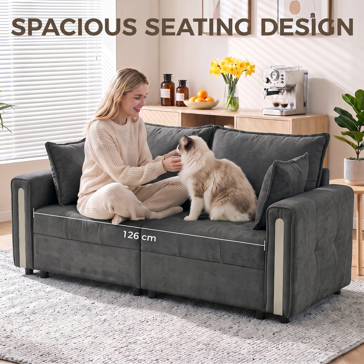 HOMCOM 2 Seater Velvet Loveseat Sofa With Lift Up Storage, Dark Grey