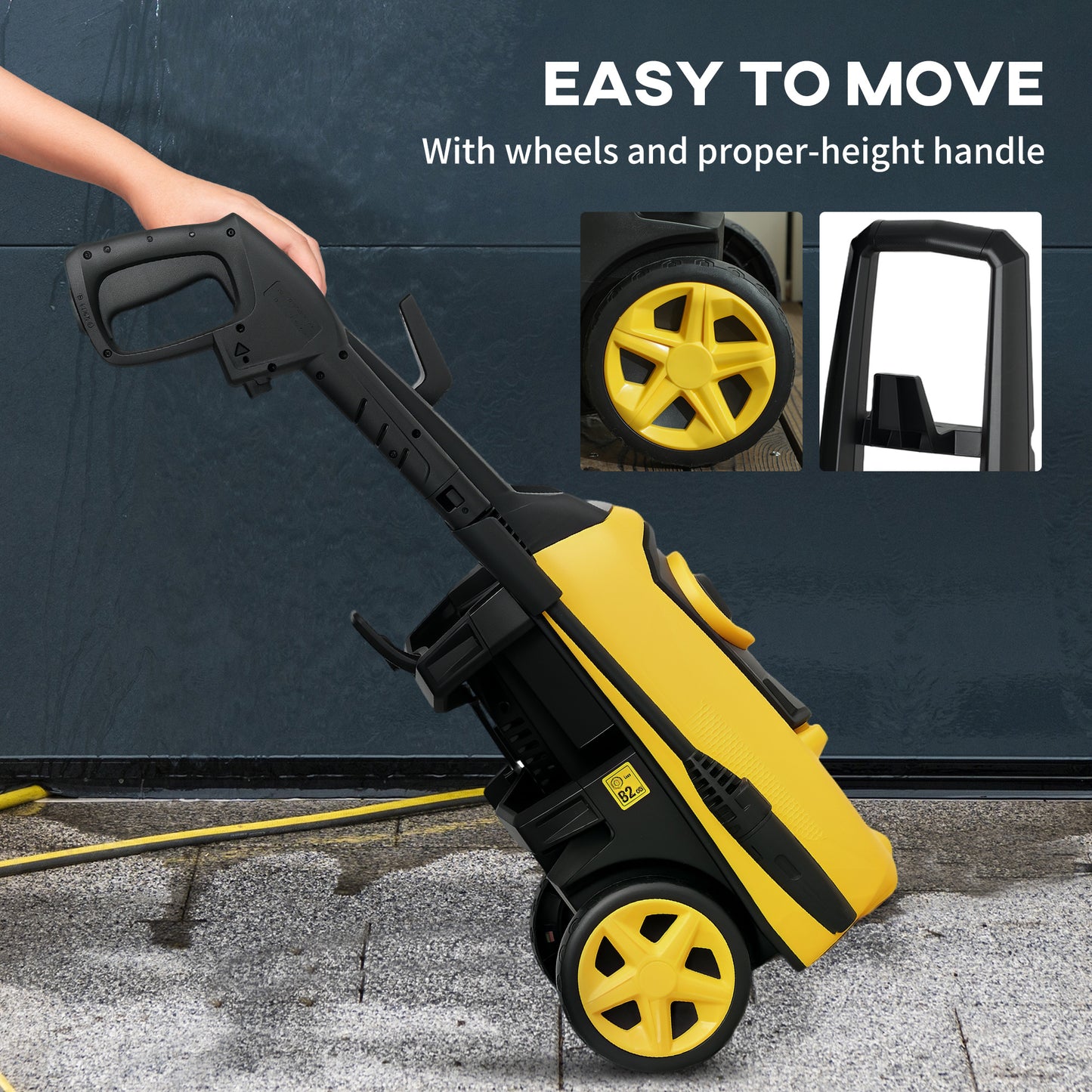 Durhand 1800W High Pressure Washer 150 Bar 510 LPH Flow 6M Hose Snow Foam Bottle For Car Garden Furniture Yellow
