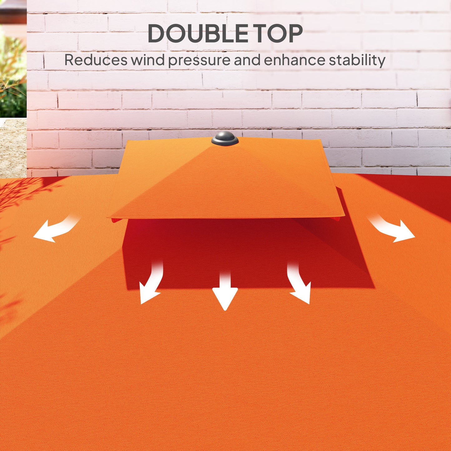 Outsunny 2.5m Cantilever Parasol With Easy Lever Orange Square Top Garden Umbrella With Offset Design And Cross Base