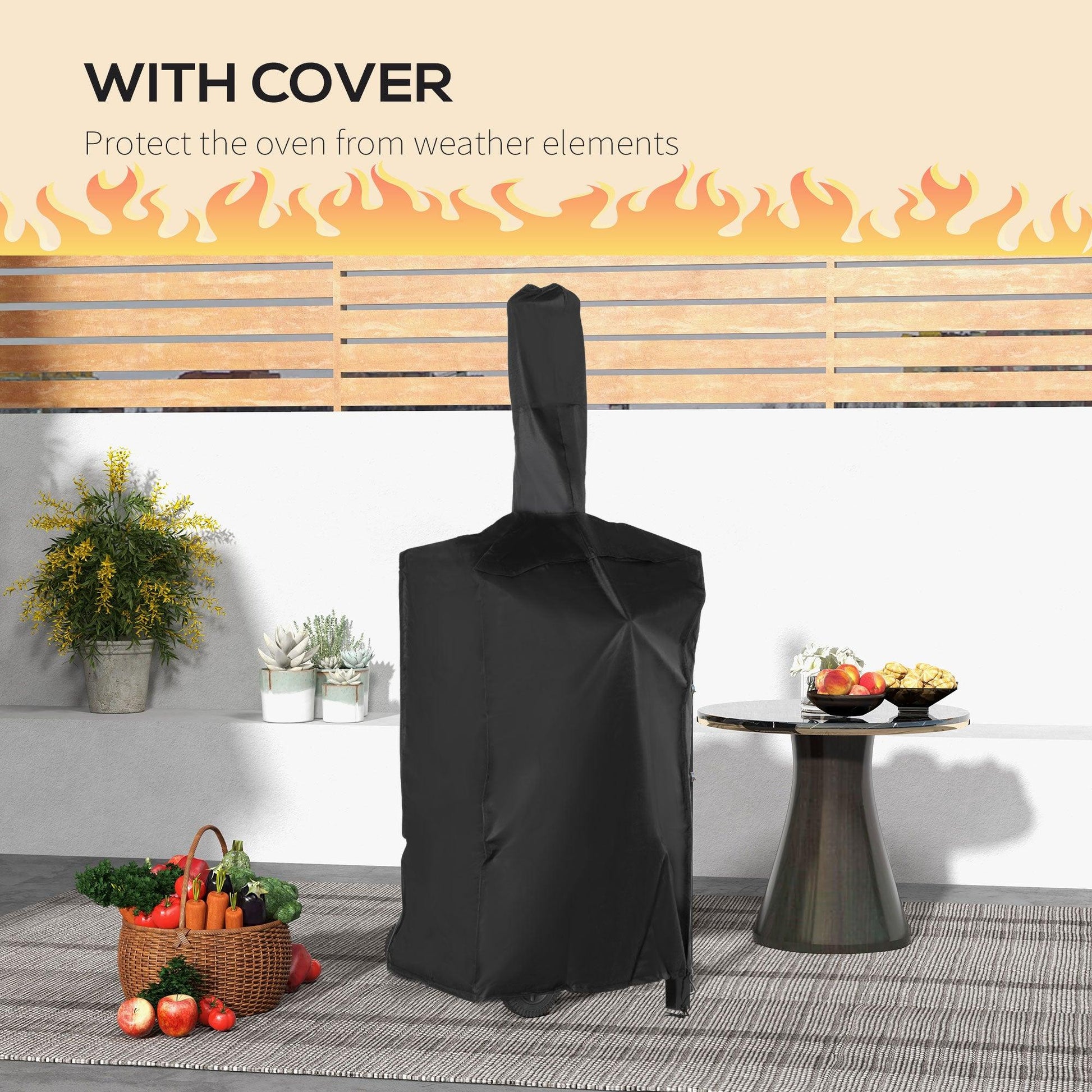 Outsunny Steel 3-Tier Outdoor Pizza Oven Charcoal BBQ Grill, Black - ALL4U RETAILER LTD