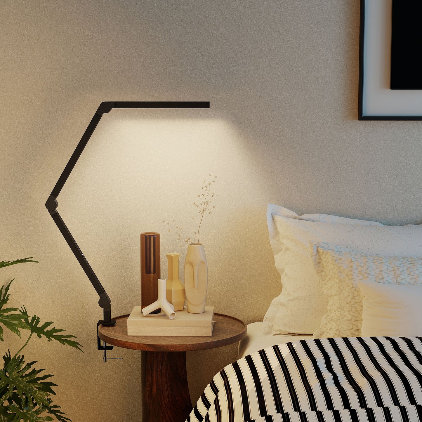 HOMCOM LED Desk Lamp With Clamp Swing Arm Dimmable Eye Caring Table Lamp Two Colour Modes Five Brightness Levels