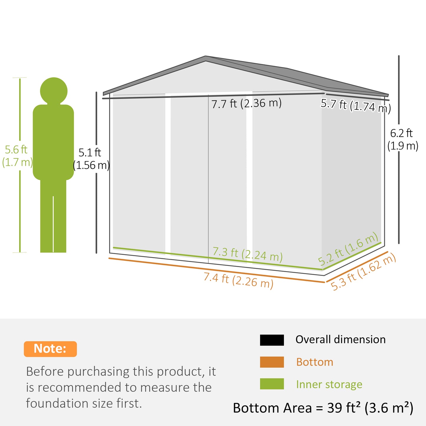 Outsunny Outdoor Metal Garden Storage Shed with Double Sliding Doors and Ventilation - Light Grey, 8x6ft - ALL4U RETAILER LTD