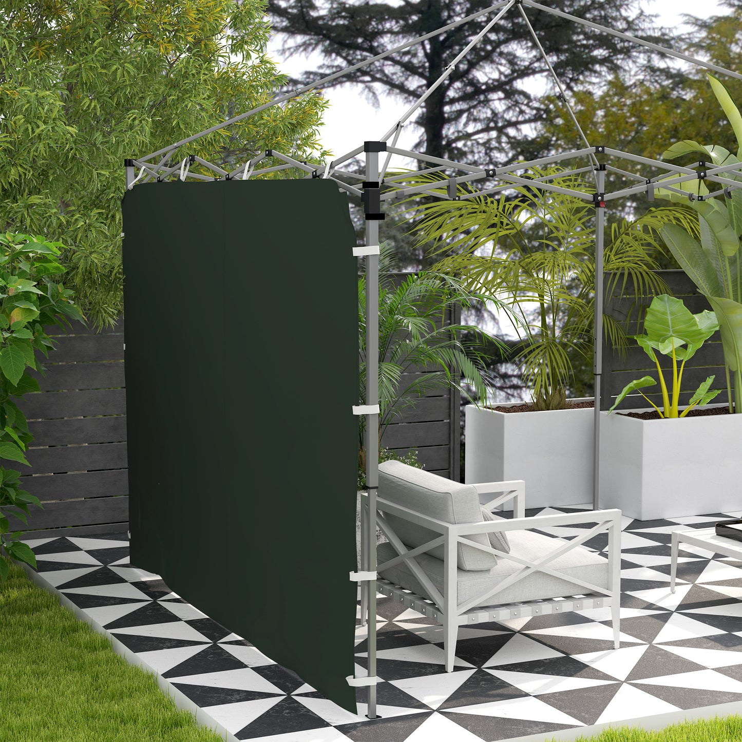 Outsunny Replacement Gazebo Sidewall 195 x 295 cm Green With Mesh Pockets And Hook And Loop Fasteners