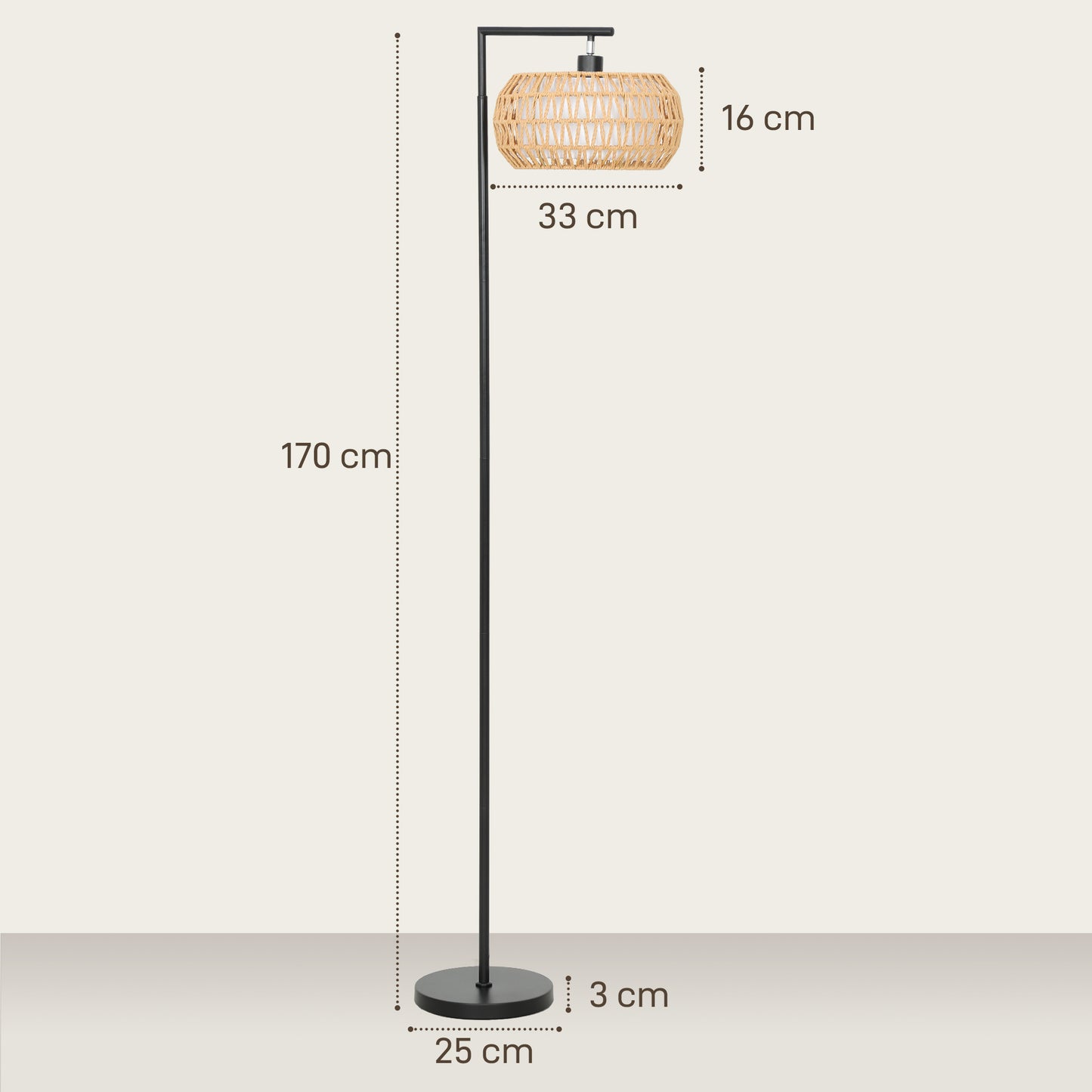 HOMCOM Boho Dimmable Floor Lamp With Adjustable Color Temperature And Remote Control For Living Room Black