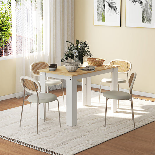 HOMCOM Dining Table for 4 to 6 People With Wood Effect Oak and White Finish for Dining Rooms and Small Kitchens