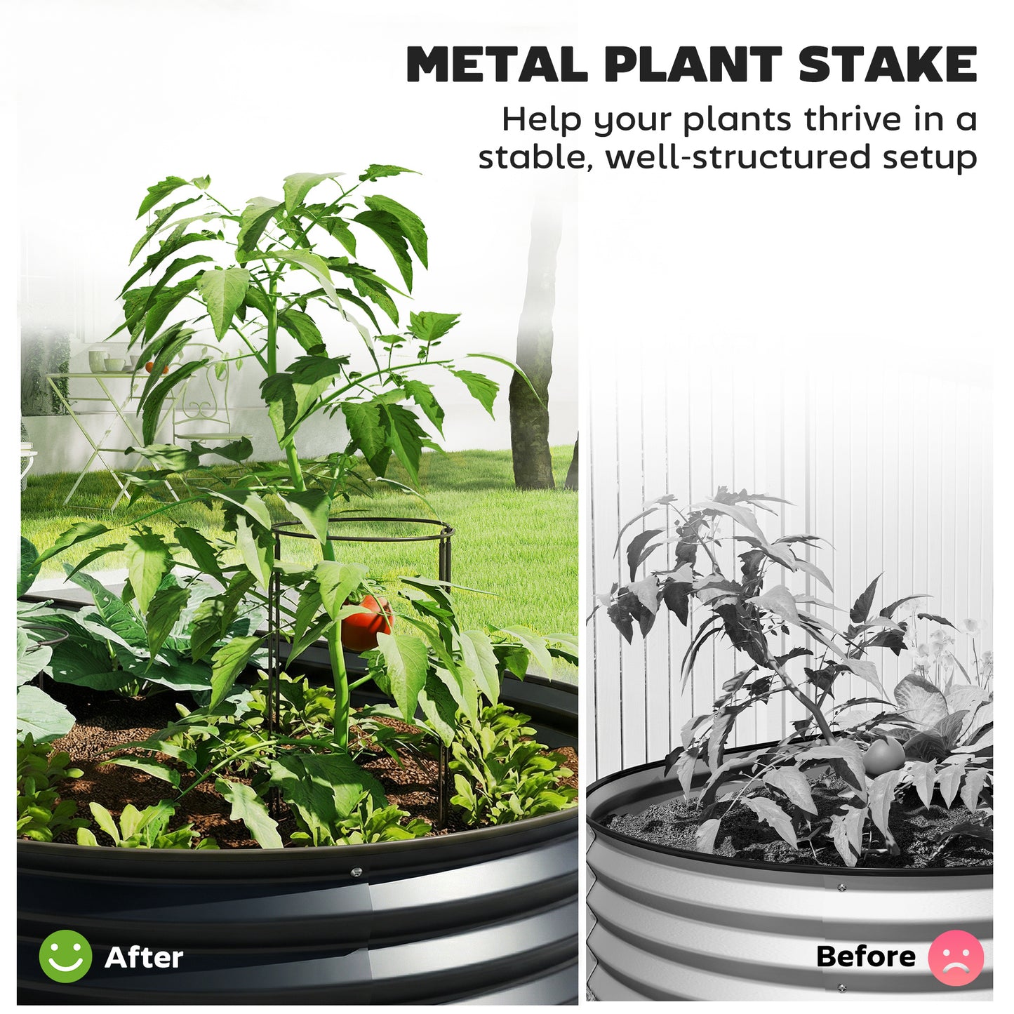 Outsunny Set of Two 150 x 60cm Galvanised Steel Planters for Outdoor Gardens Dark Grey