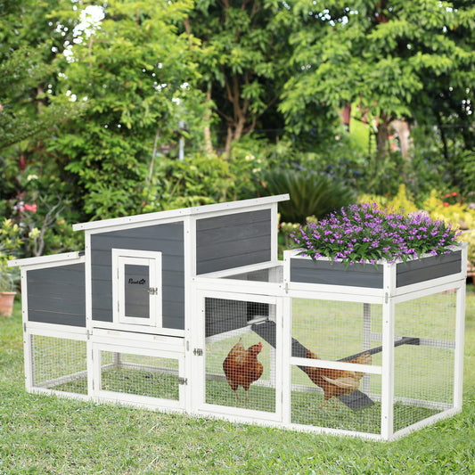 PawHut Premium Chicken Coop with Outdoor Run, Nesting Box, and Removable Cleaning Tray - Spacious Wooden Hen House for Garden Use - ALL4U RETAILER LTD