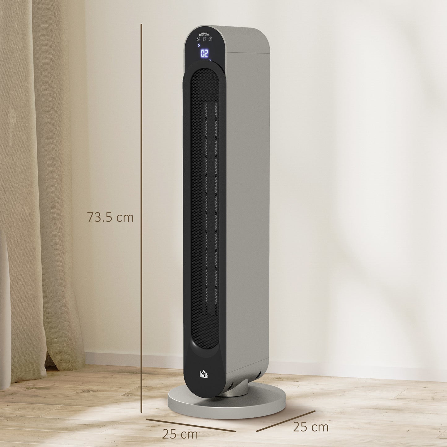 HOMCOM 2kW PTC Ceramic Tower Heater with Remote LED Display 10 to 35 C Temperature Range