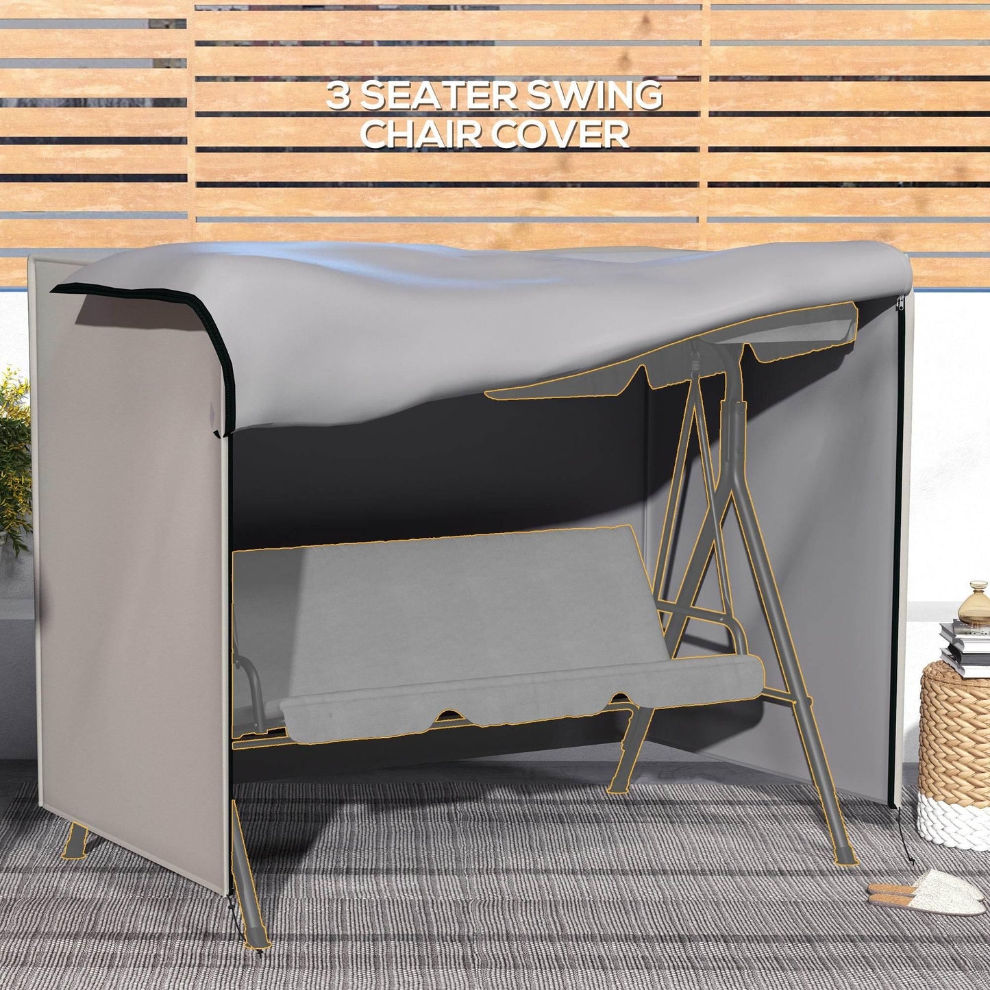 Outdoor Swing Chair Protective Cover - 205 x 124cm Grey Oxford Fabric - ALL4U RETAILER LTD