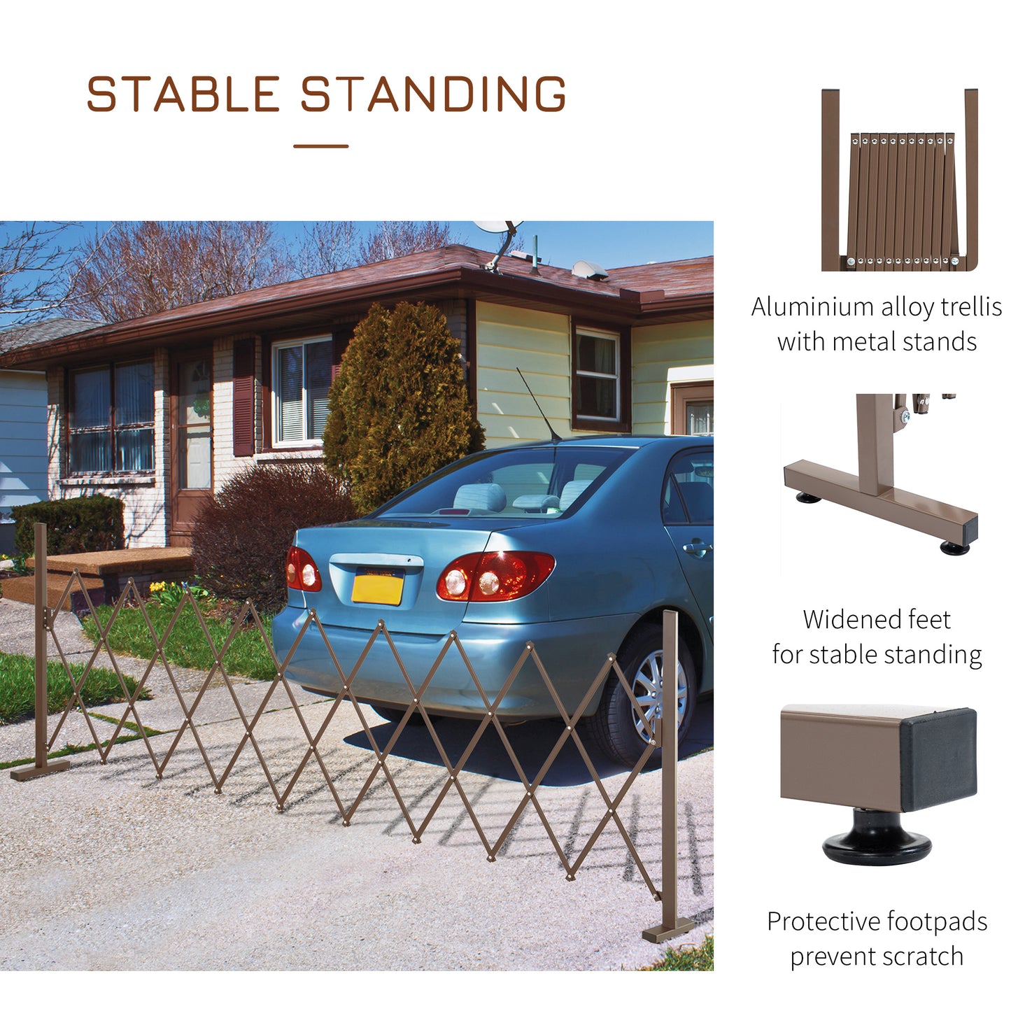 Outsunny Set Of 2 Expanding Garden Fence Aluminium Freestanding Foldable Picket Fence 300 Cm By 103.5 Cm Dark Brown