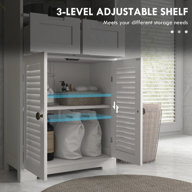 Kleankin White Three-Part Bathroom Storage Unit - Includes Shelf, Drawers & Cupboard: Optimize Your Bathroom Organization - ALL4U RETAILER LTD