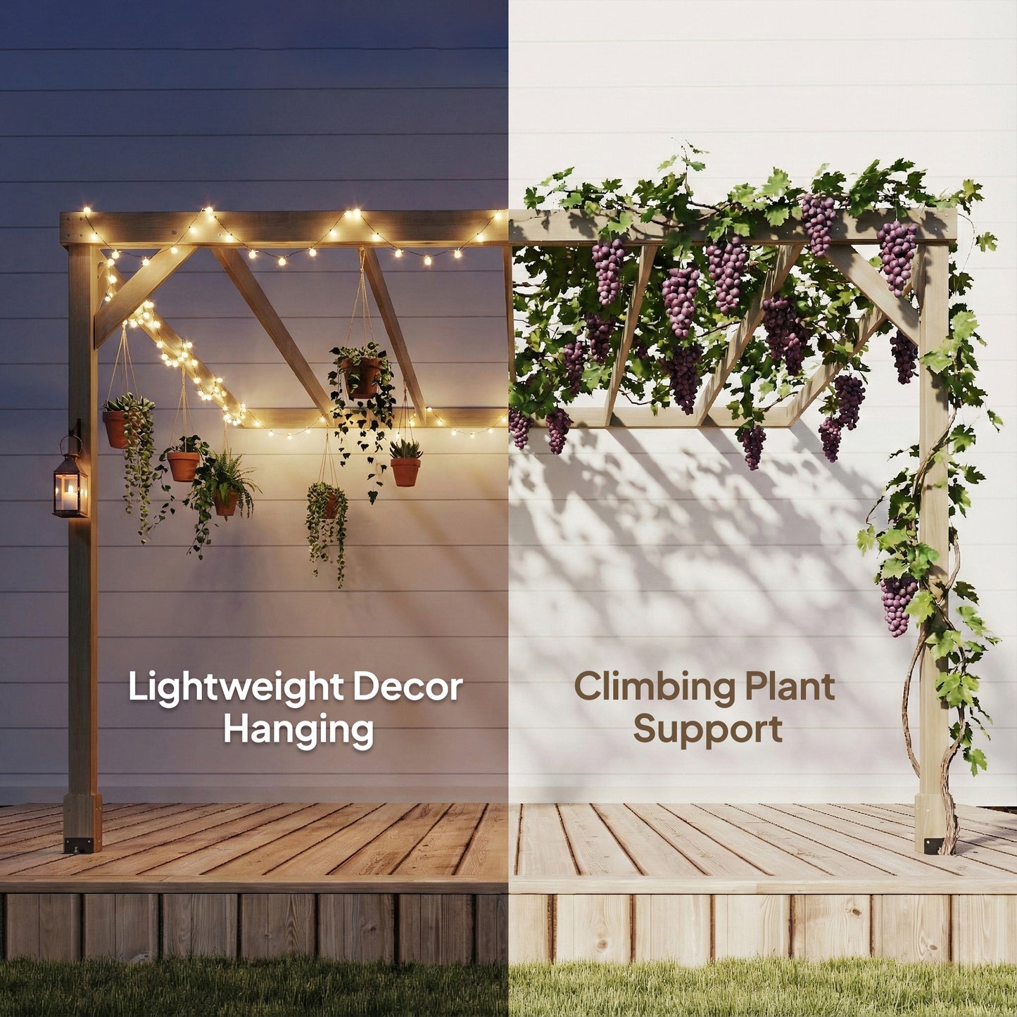 Outsunny Lean To Wooden Pergola Kit Garden Gazebo With Stable Structure And Concrete Anchors 3 x 3 m Light Brown