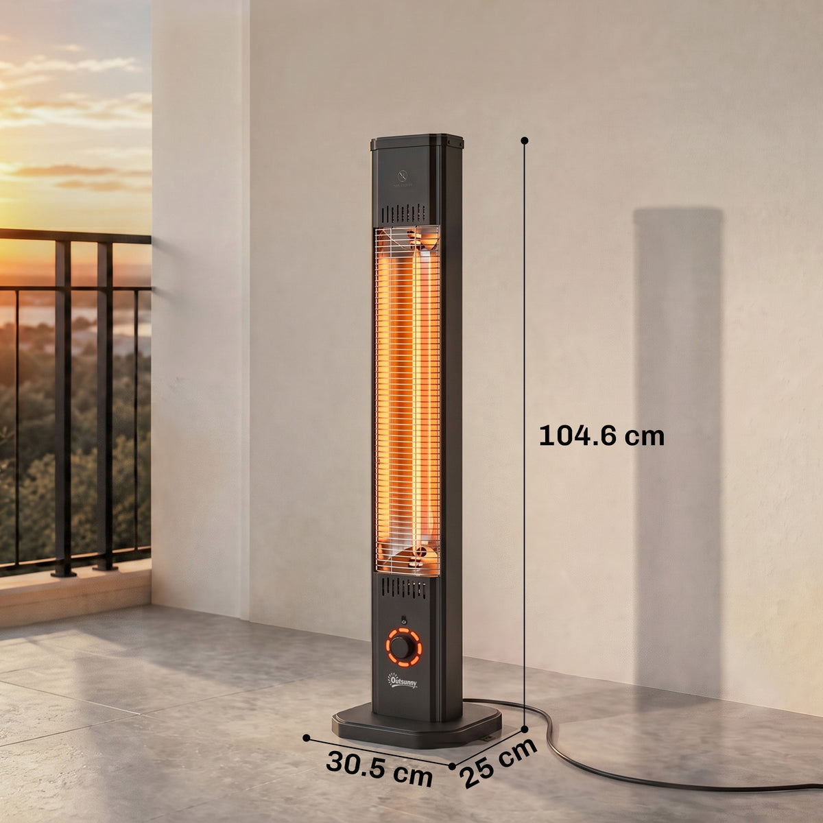 Outsunny 2000W Electric Infrared Patio Heater Wall Mount IP65 Black