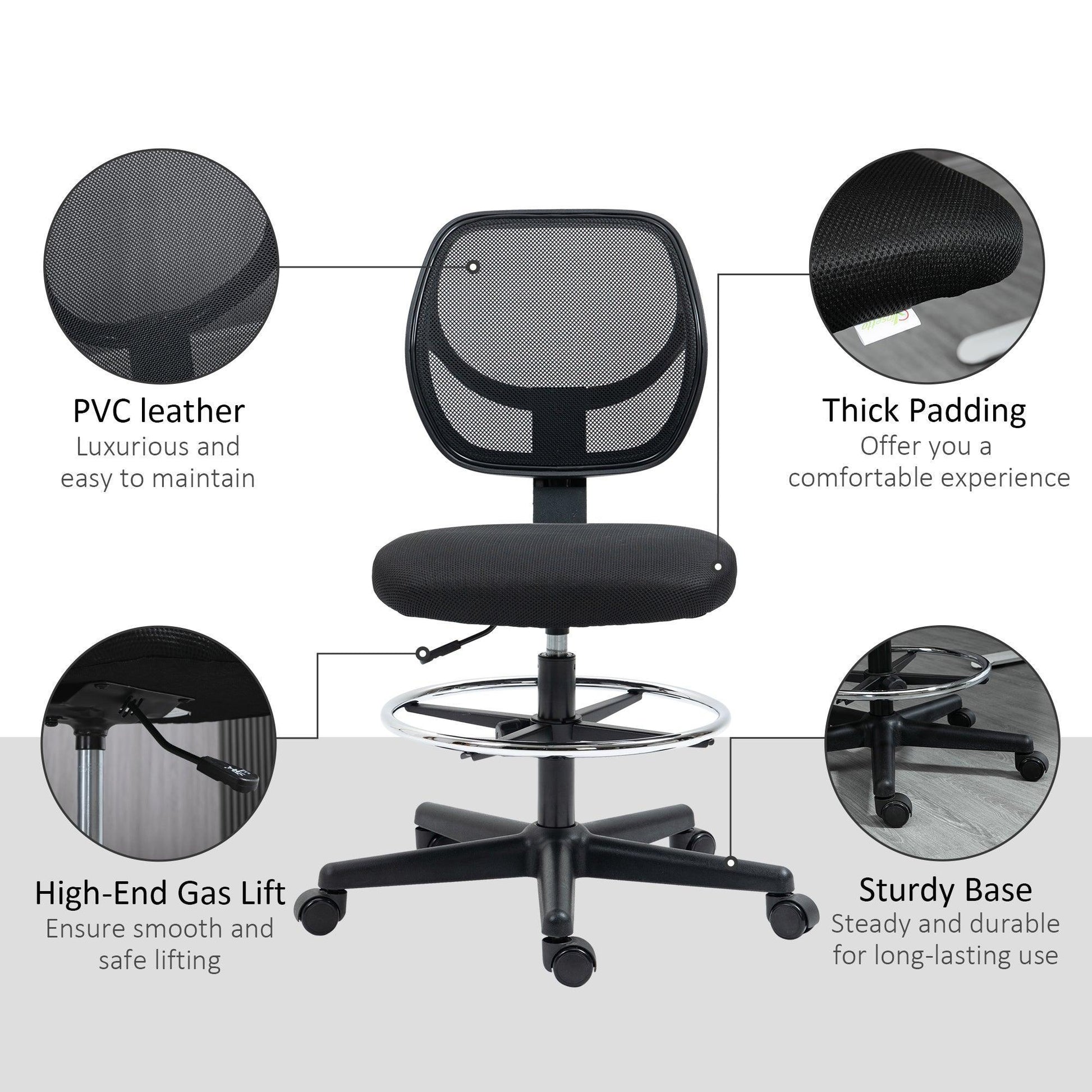 Vinsetto ErgoMesh Standing Desk Chair: Adjustable & Comfy - ALL4U RETAILER LTD