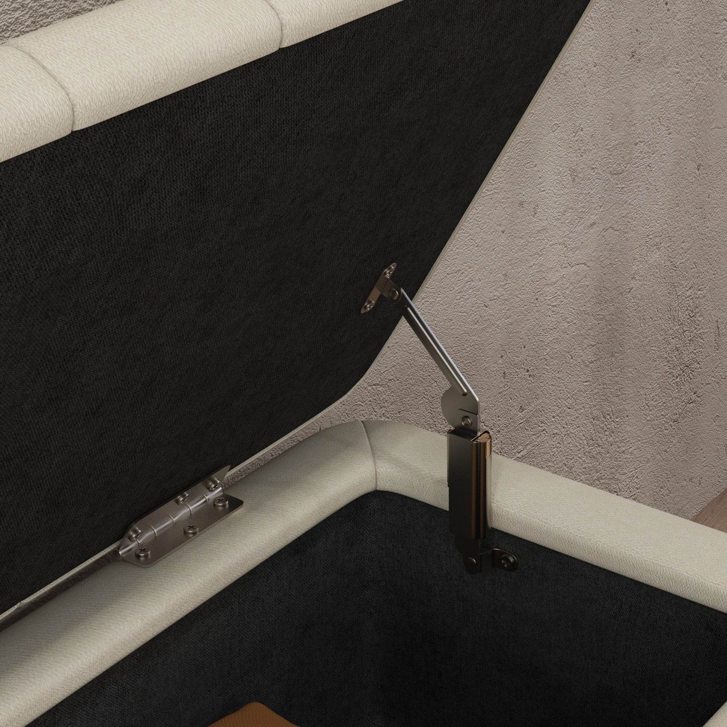 Versatile Cream White Linen Fabric Storage Bench Ottoman with Padded Lid - ALL4U RETAILER LTD