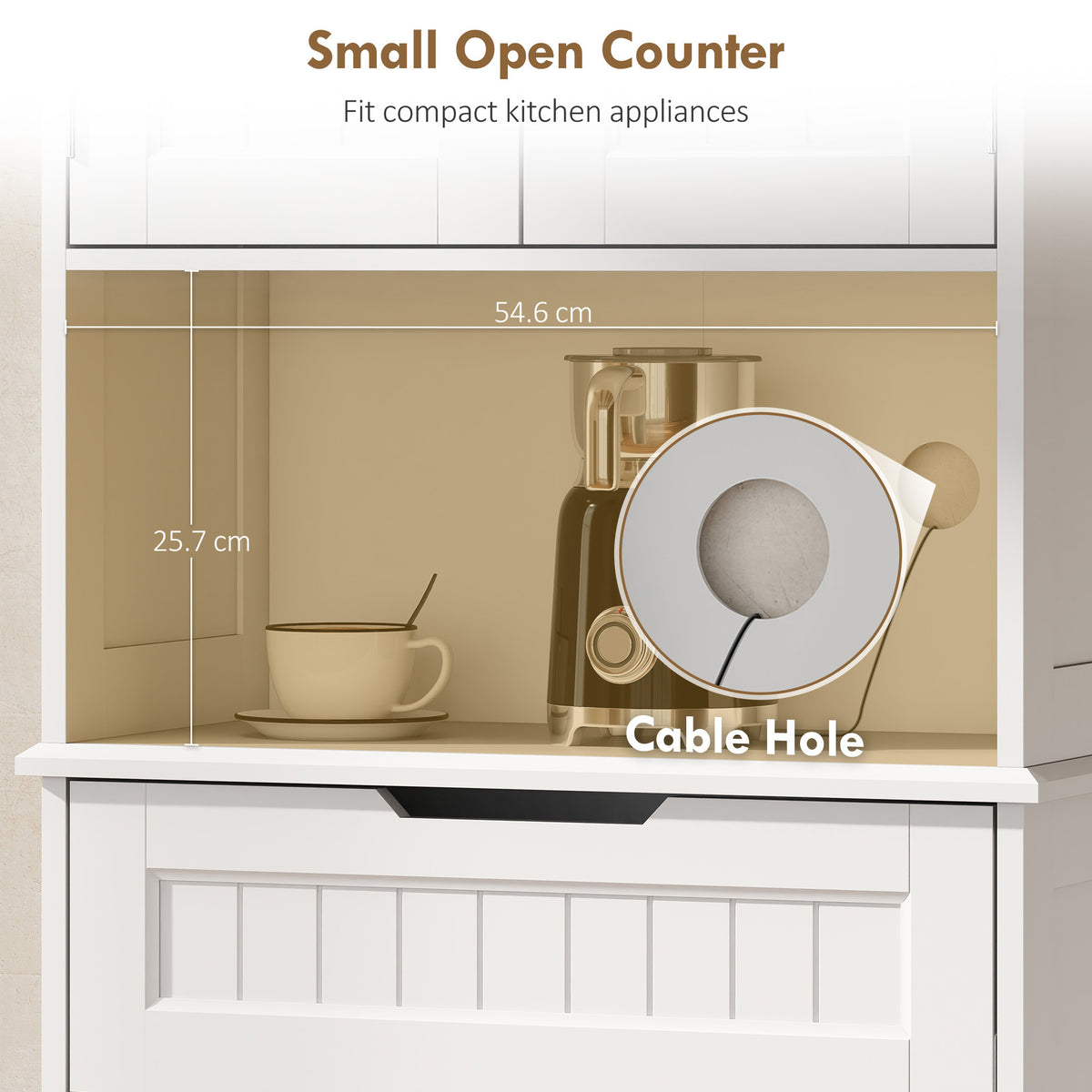 HOMCOM 172 cm Kitchen Pantry Cabinet With Open Counter and Adjustable Shelves