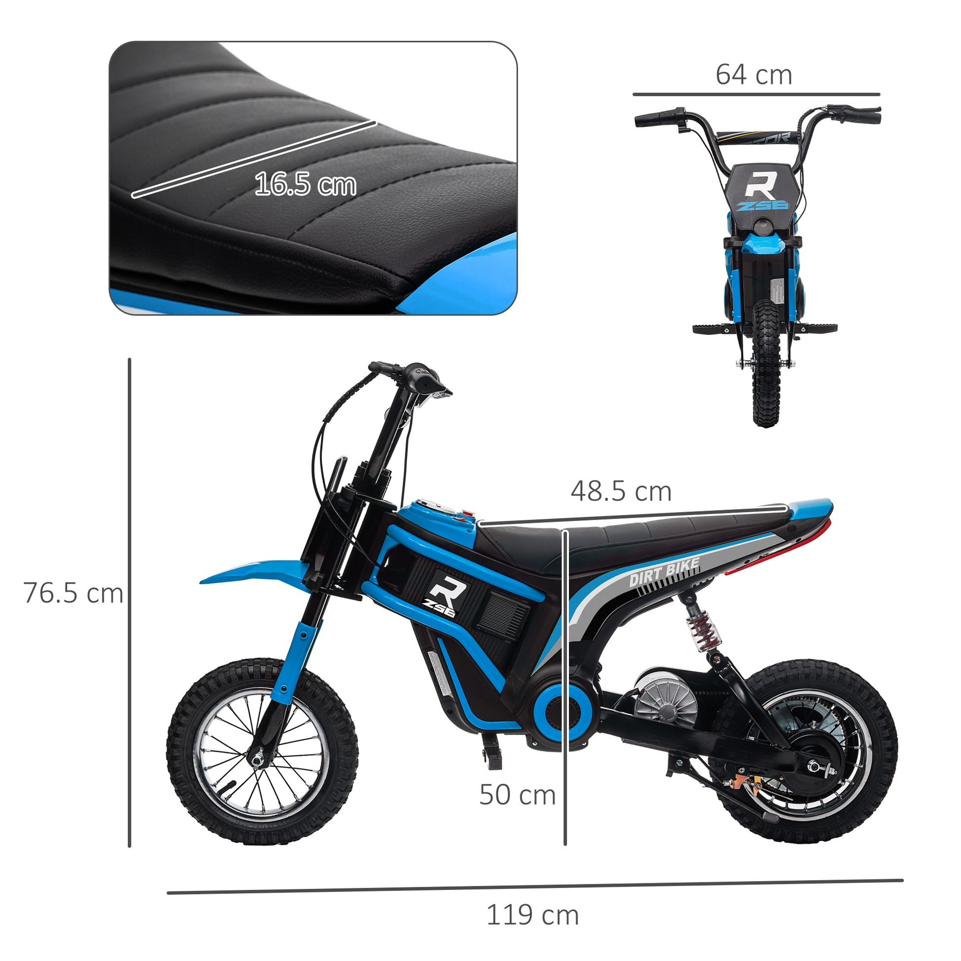 HOMCOM 24V Kids Electric Motorcycle with Twist Throttle, Music & Horn - Blue, 12" Pneumatic Tires, Max Speed 16km/h - ALL4U RETAILER LTD