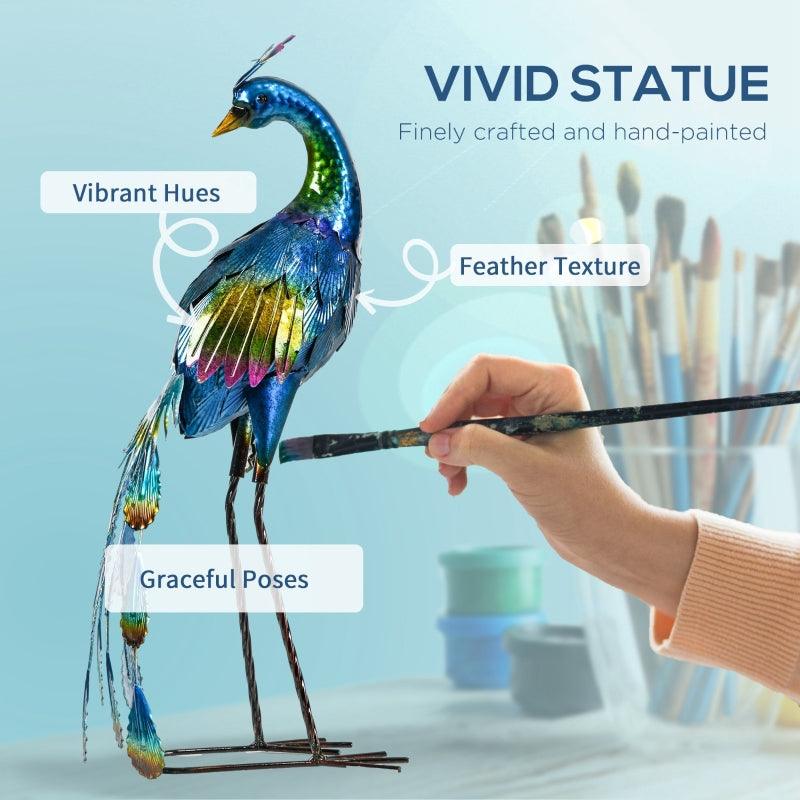 Outsunny Peacock Garden Statues Sculptures for Decorations and Gifts, Steel - ALL4U RETAILER LTD