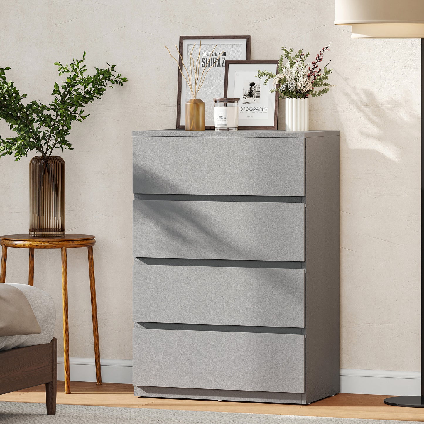 Homcom 4 Drawer Chest Of Drawers Modern Dresser For Bedroom Storage Unit With Stylish Finish