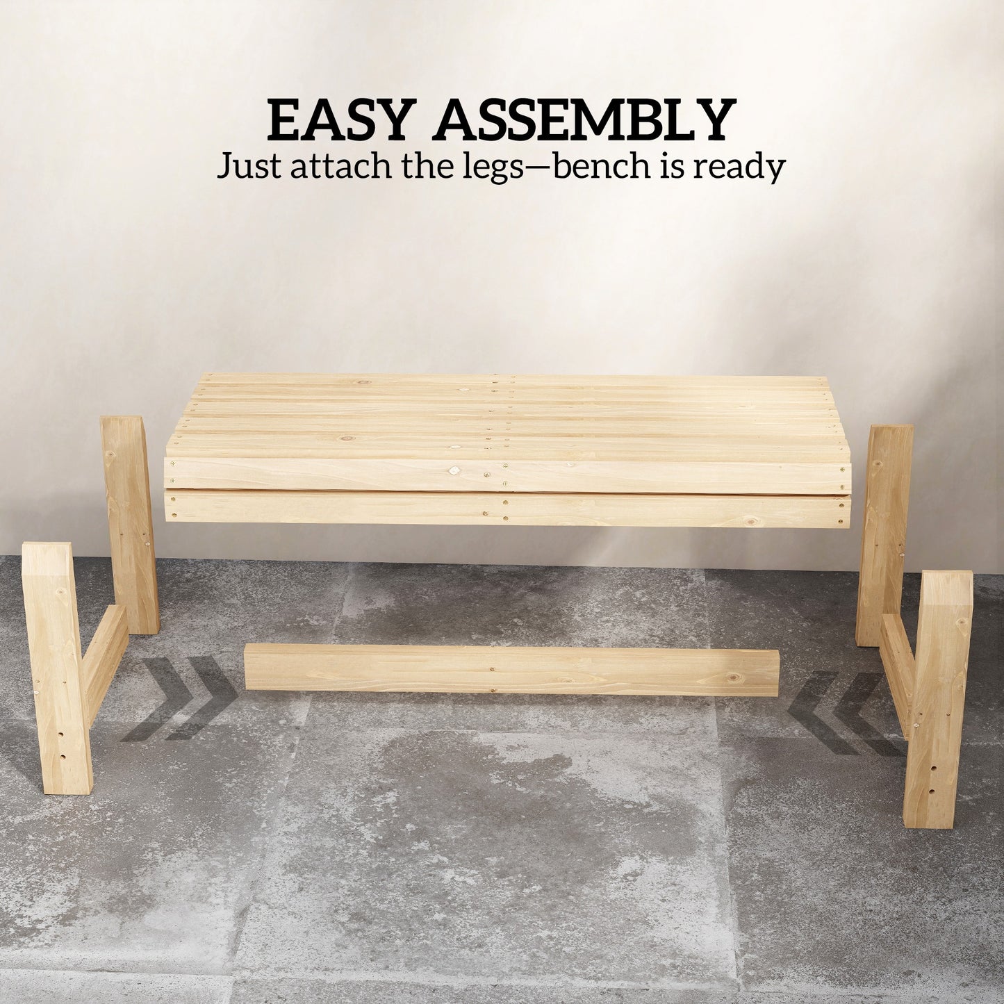 Outsunny Wooden Outdoor Bench 2 Seater Garden Bench Backless Patio With Slatted Curved Seat Natural Wood Finish