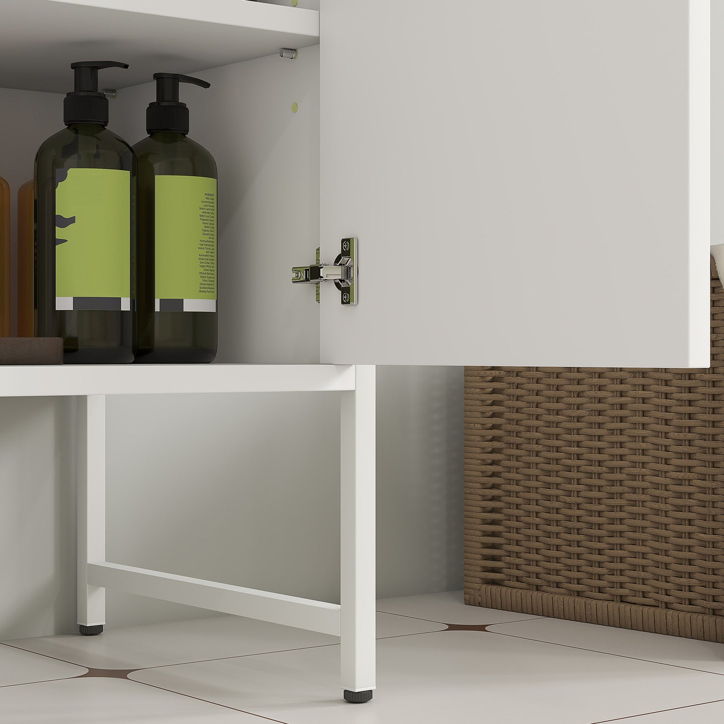 HOMCOM White Bathroom Vanity Unit Under Sink Cabinet With Soft Close Doors Fits Around Basins And Adjustable Shelving