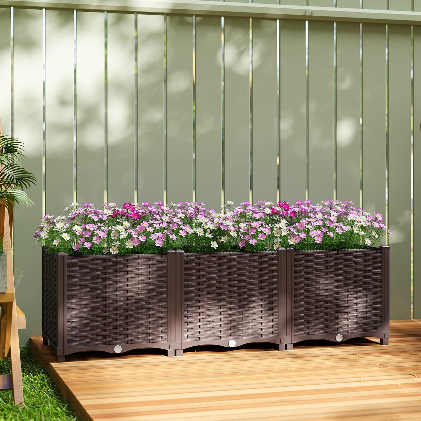Outsunny Plastic Raised Garden Bed With Legs Self Watering Elevated Planter Boxes With Drainage Holes And Plugs