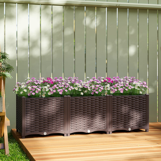 Outsunny Plastic Raised Garden Bed With Legs Self Watering Elevated Planter Boxes With Drainage Holes And Plugs