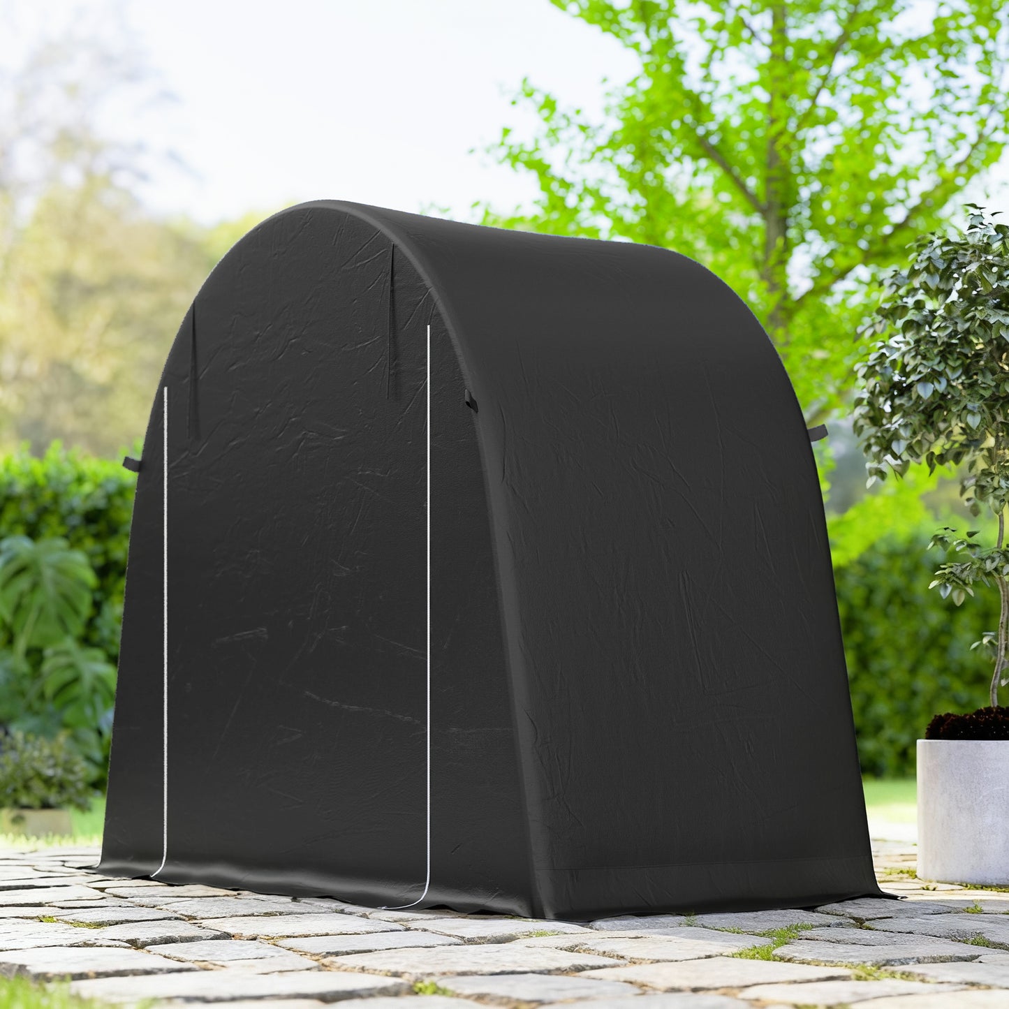 Outsunny 8 x 4 ft Garden Storage Tent Waterproof Shed With Roll Up Door And Galvanised Metal Frame Dark Grey