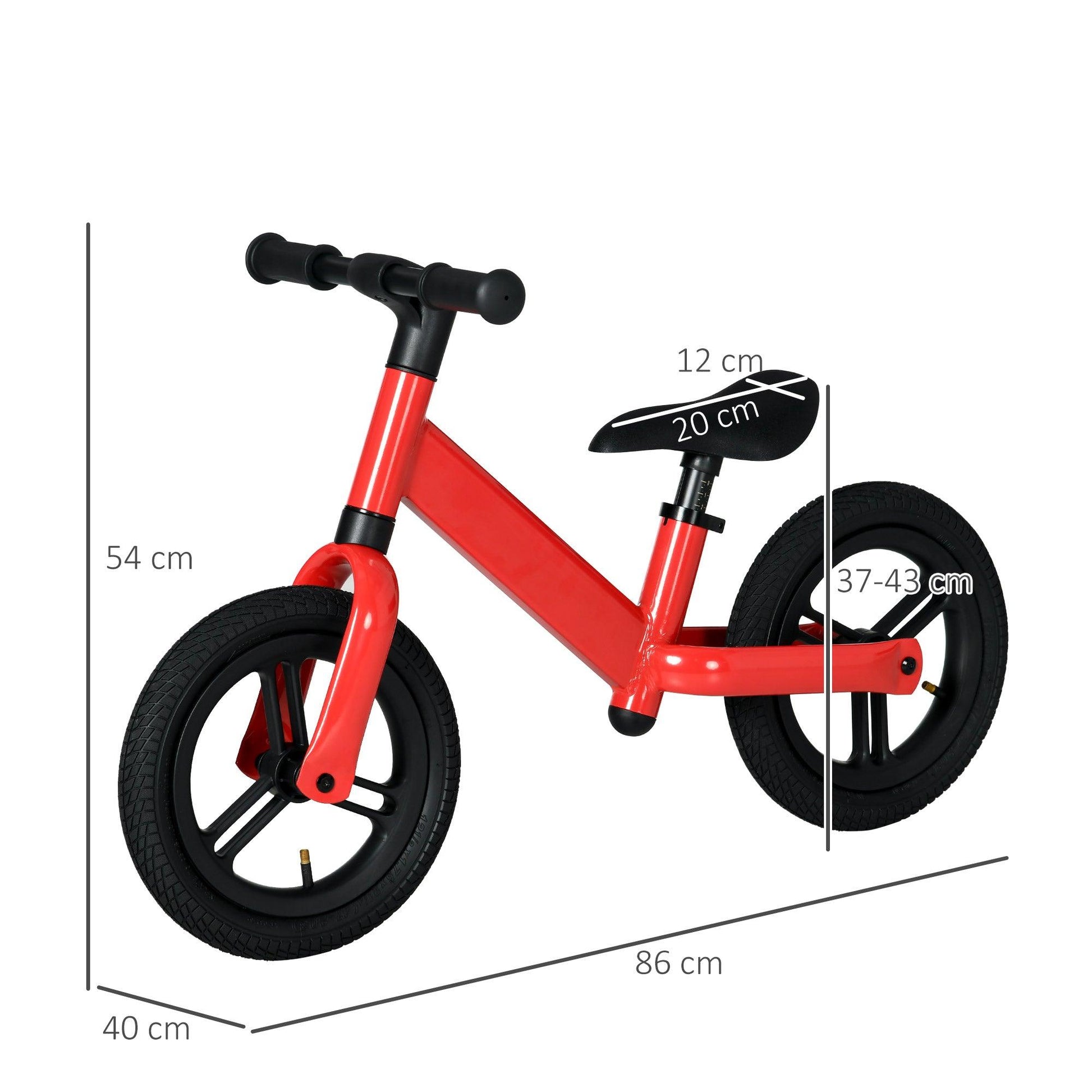 AIYAPLAY 12" Kids Balance Bike - Adjustable Seat, 360° Handlebars - Red - ALL4U RETAILER LTD