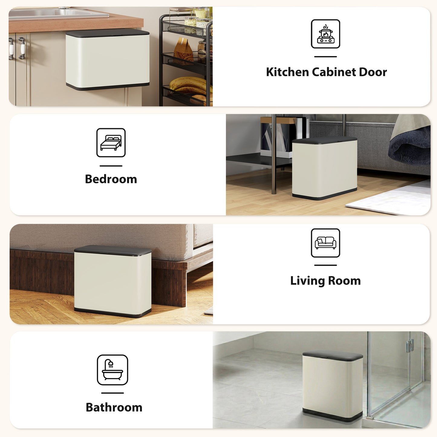 Homcom 8L Hanging Kitchen Bin With Lid And Removable Inner Bucket For Kitchen Cabinet Door Under Sink Office