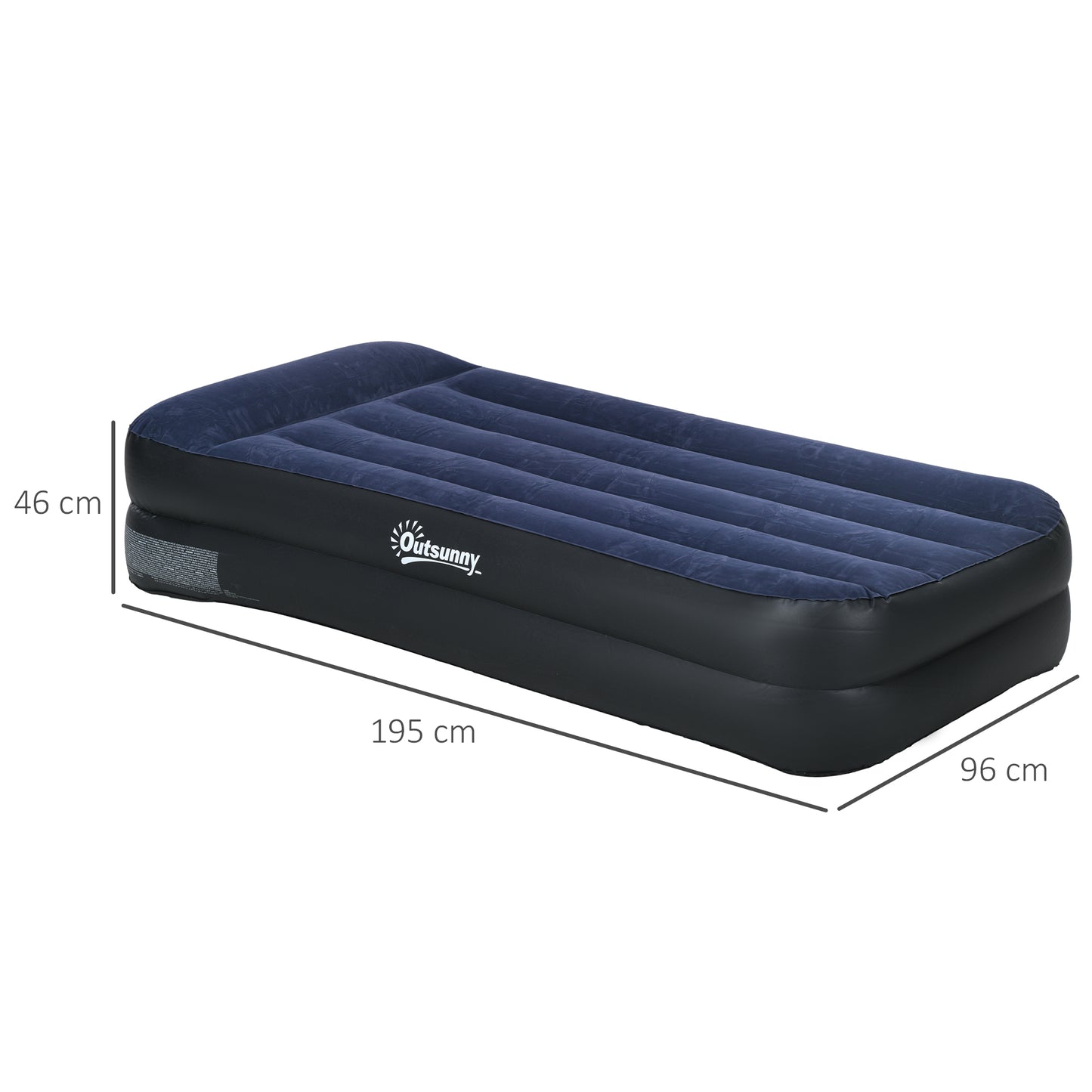 Outsunny Portable Single Air Mattress with Integrated Electric Pump and Carrying Bag - ALL4U RETAILER LTD