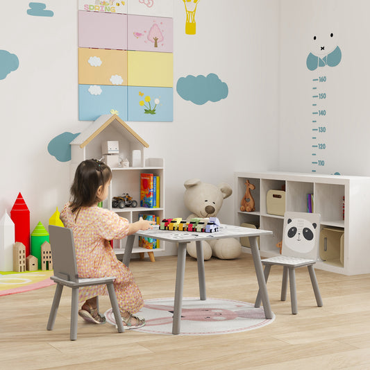 Zonekiz Kids Table And Chair Set For Ages 3 To 8 Grey Toddler Table With 2 Chairs