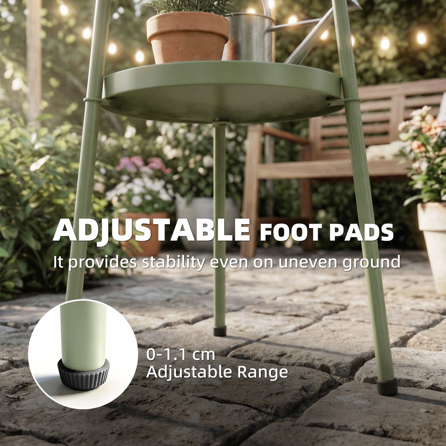 Outsunny 2 Tier Round Coffee End Table Patio Side Table For Garden Balcony Living Room Bedroom Light Green
