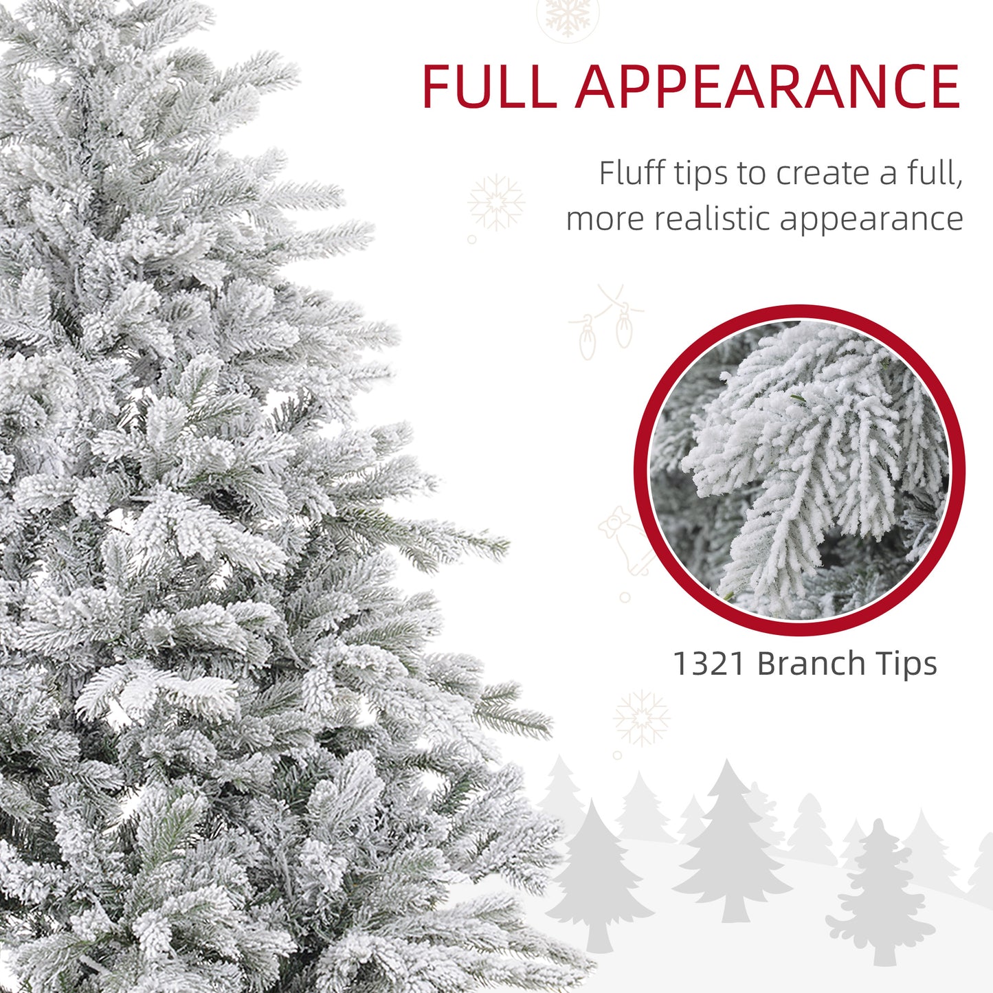 6ft Snow-Flocked Artificial Christmas Tree with Warm White LED Lights by HOMCOM - ALL4U RETAILER LTD