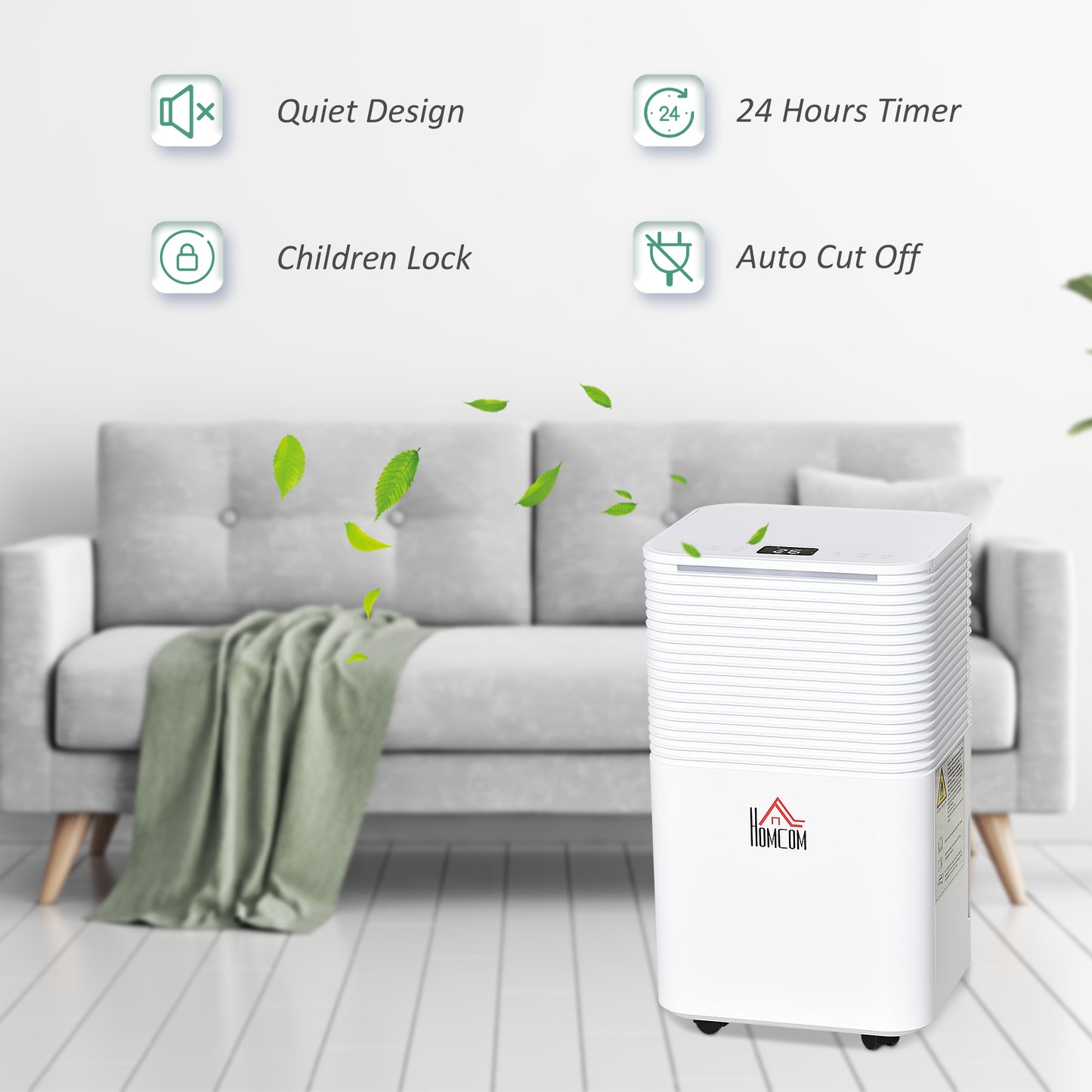 HOMCOM 12L/Day Compact Electric Dehumidifier with 3 Modes for Home, Laundry, and Bedroom Use - ALL4U RETAILER LTD