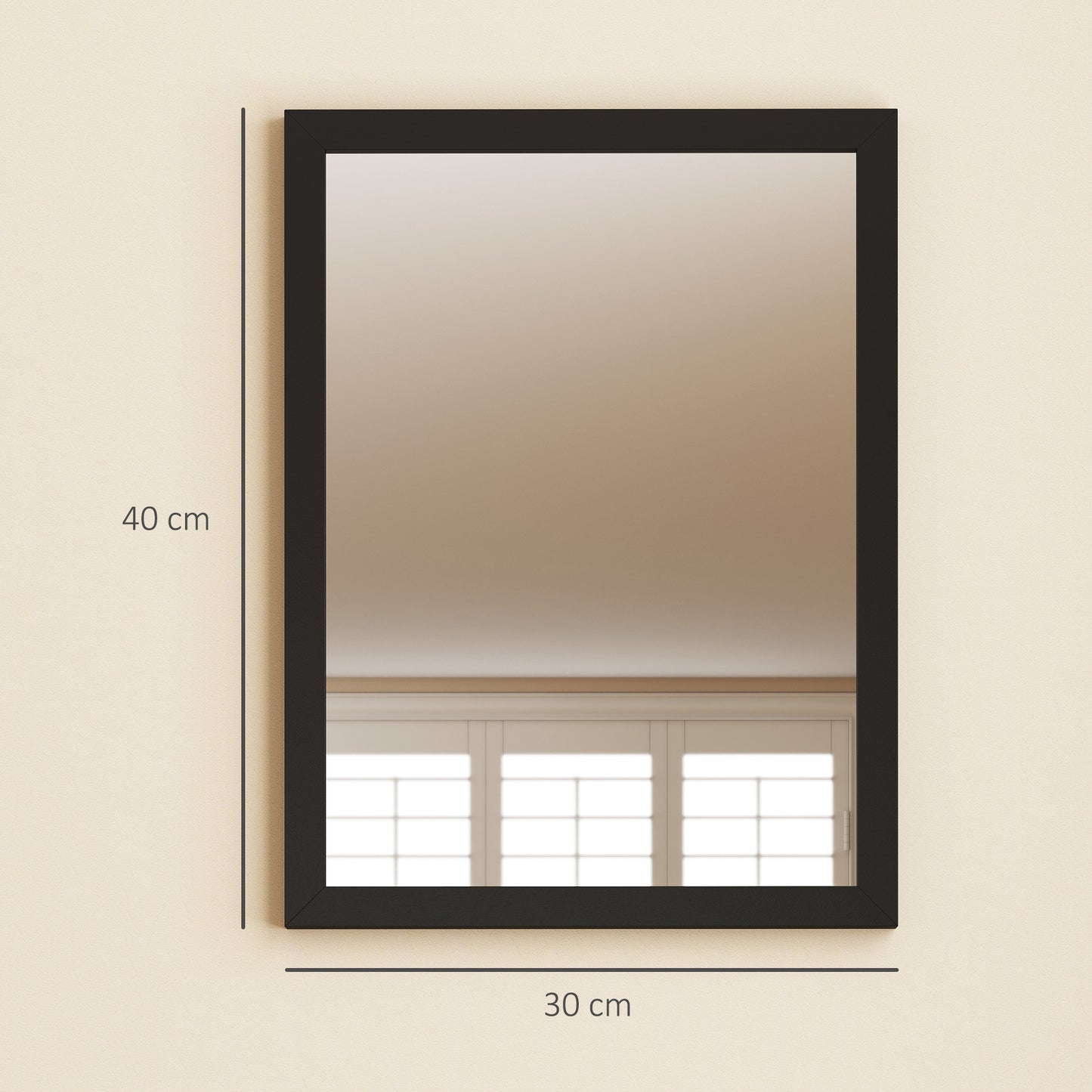 HOMCOM Wall Mounted Bathroom Mirror Set Of 2 30 By 40 Centimeters Black Rectangular Mirrors For Living Room Bedroom Hallway