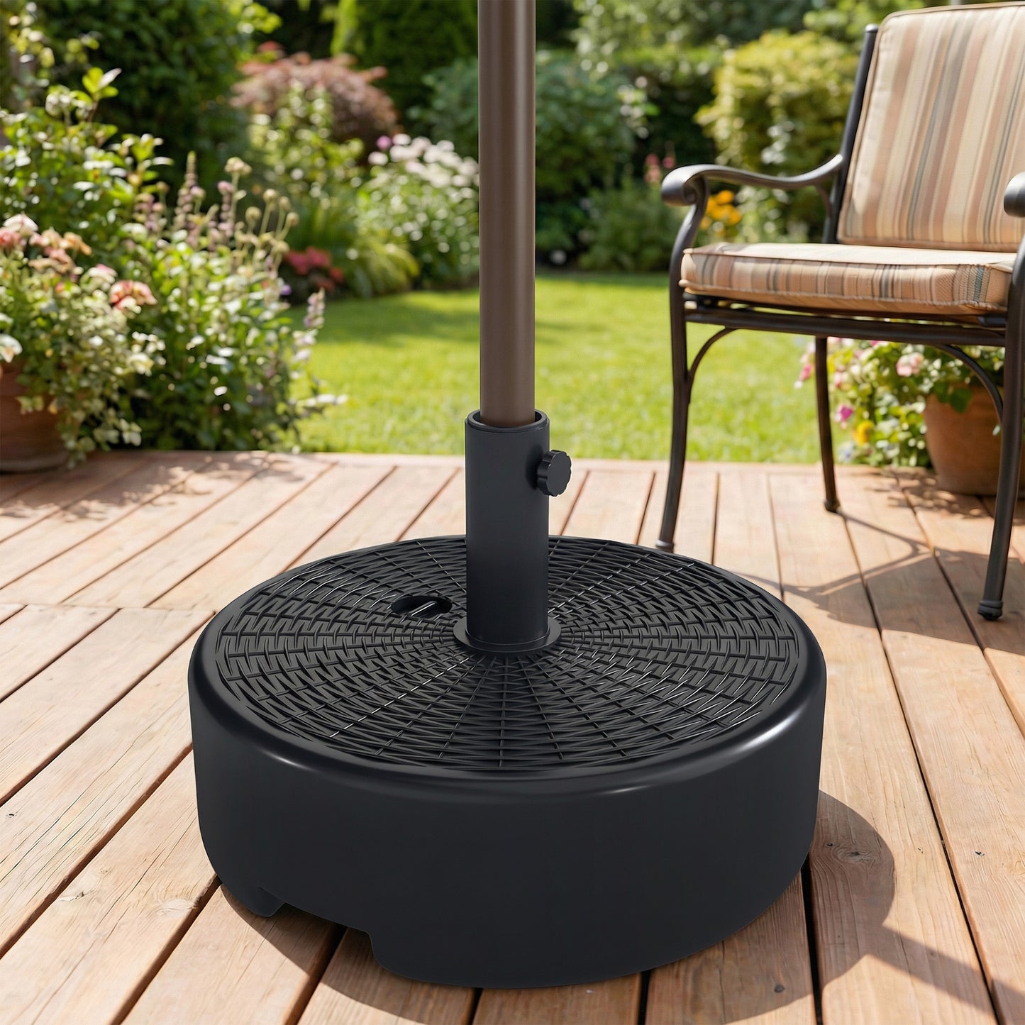 Outsunny Patio Umbrella Base 22kg Sand Filled Garden Parasol Stand for 38mm or 48mm Poles Black
