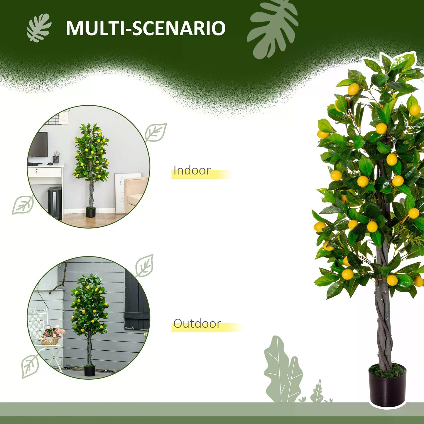 HOMCOM Lemon Tree Artificial Plant with Decorative Fruits for Indoor and Outdoor Use, 135cm - ALL4U RETAILER LTD