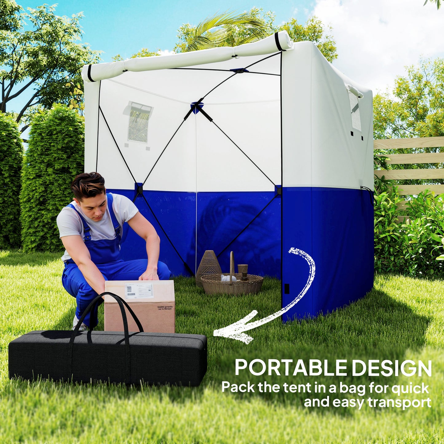 Outsunny 2x2m Pop Up Gazebo With Side Panels And Mesh Windows Dark Blue Instant Setup Garden Shelter
