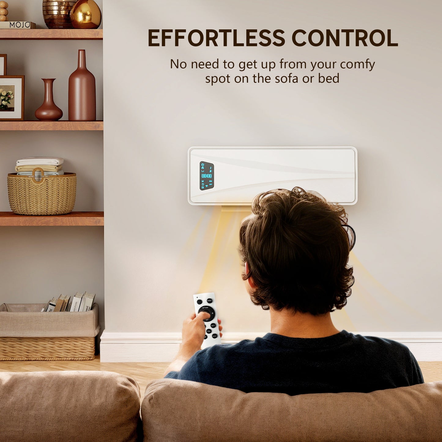 HOMCOM 2000W Ceramic Electric Heater With Fan Adjustable Thermostat Wall Mounted White