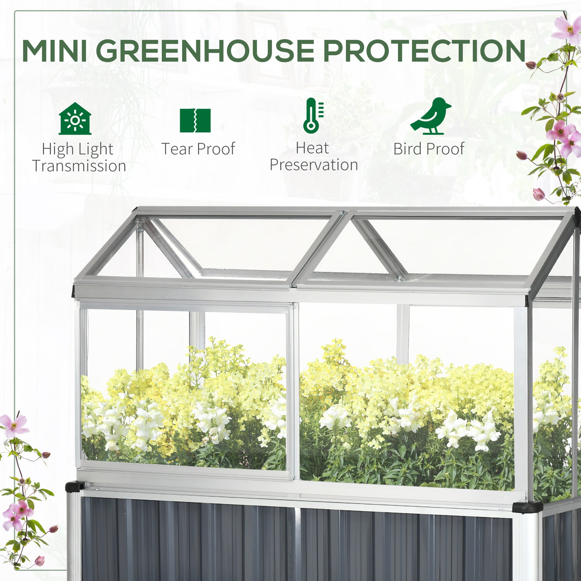 Outsunny Galvanised Steel Raised Beds Garden Greenhouse Raised Planters Cover Openable Windows - ALL4U RETAILER LTD