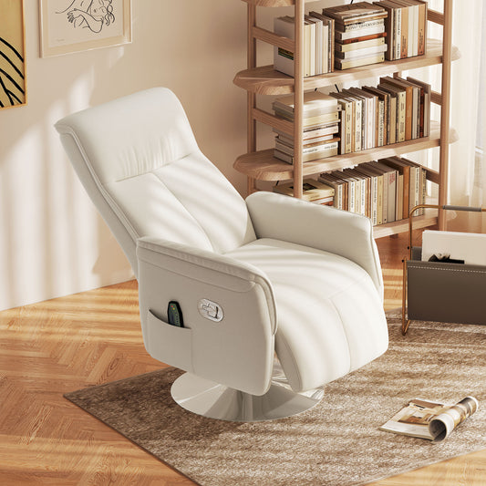 HOMCOM 10 Point Massage Recliner Armchair Cream With 135 Degree Back Recline And Retractable Footrest