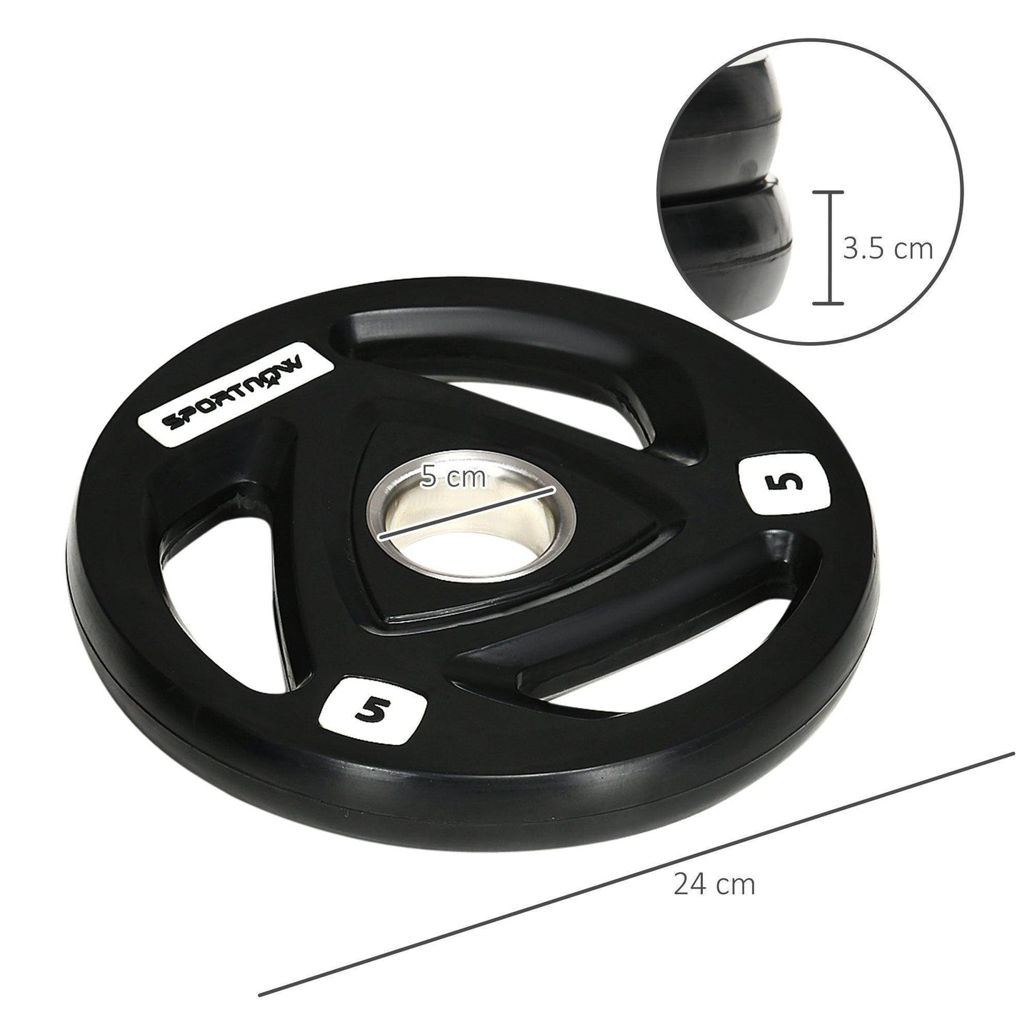 SPORTNOW 10kg Olympic Weight Plates - Rubber Coated Barbell Set - ALL4U RETAILER LTD