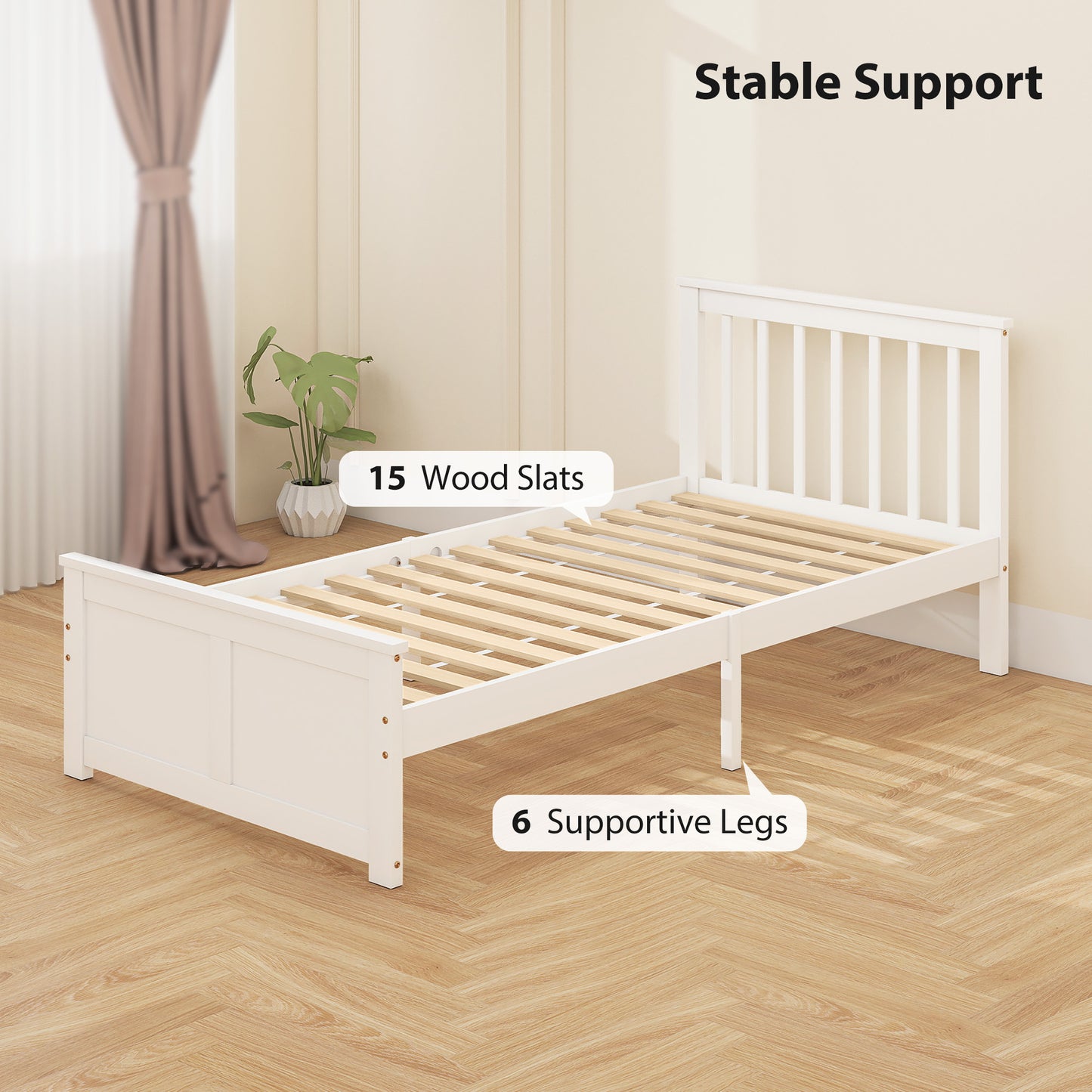 HOMCOM Wooden Single Bed Frame With Two Sliding Drawers In White Finish Perfect For Compact Bedrooms And Small Rooms