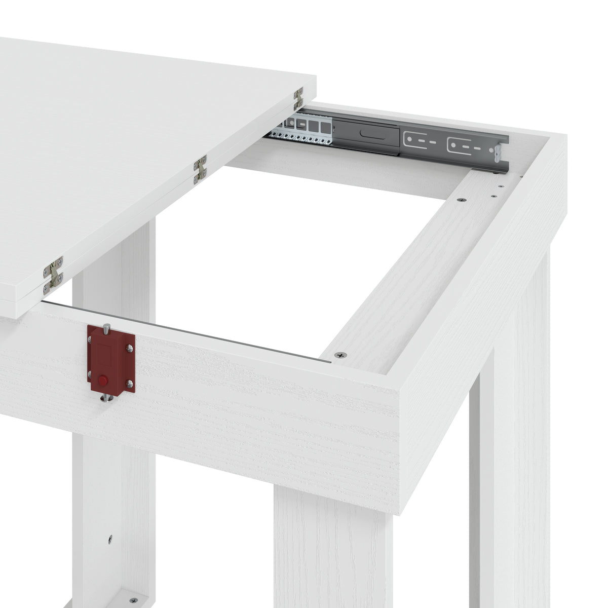 HOMCOM Folding Extendable Dining Table With Storage White Steel Rails