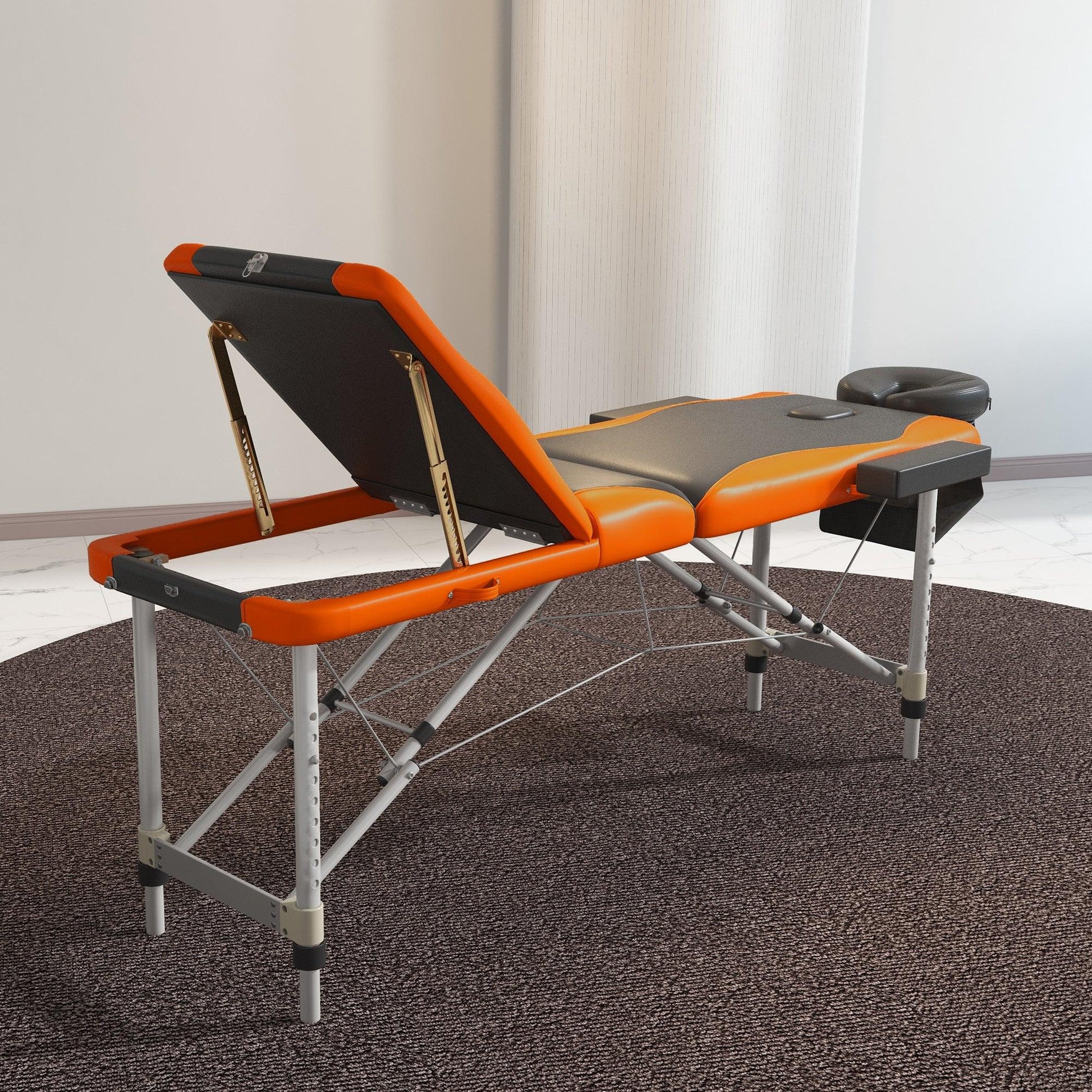 HOMCOM Portable Massage Table Beauty Therapy Couch Bed Spa Aluminum Orange - ALL4U RETAILER LTD