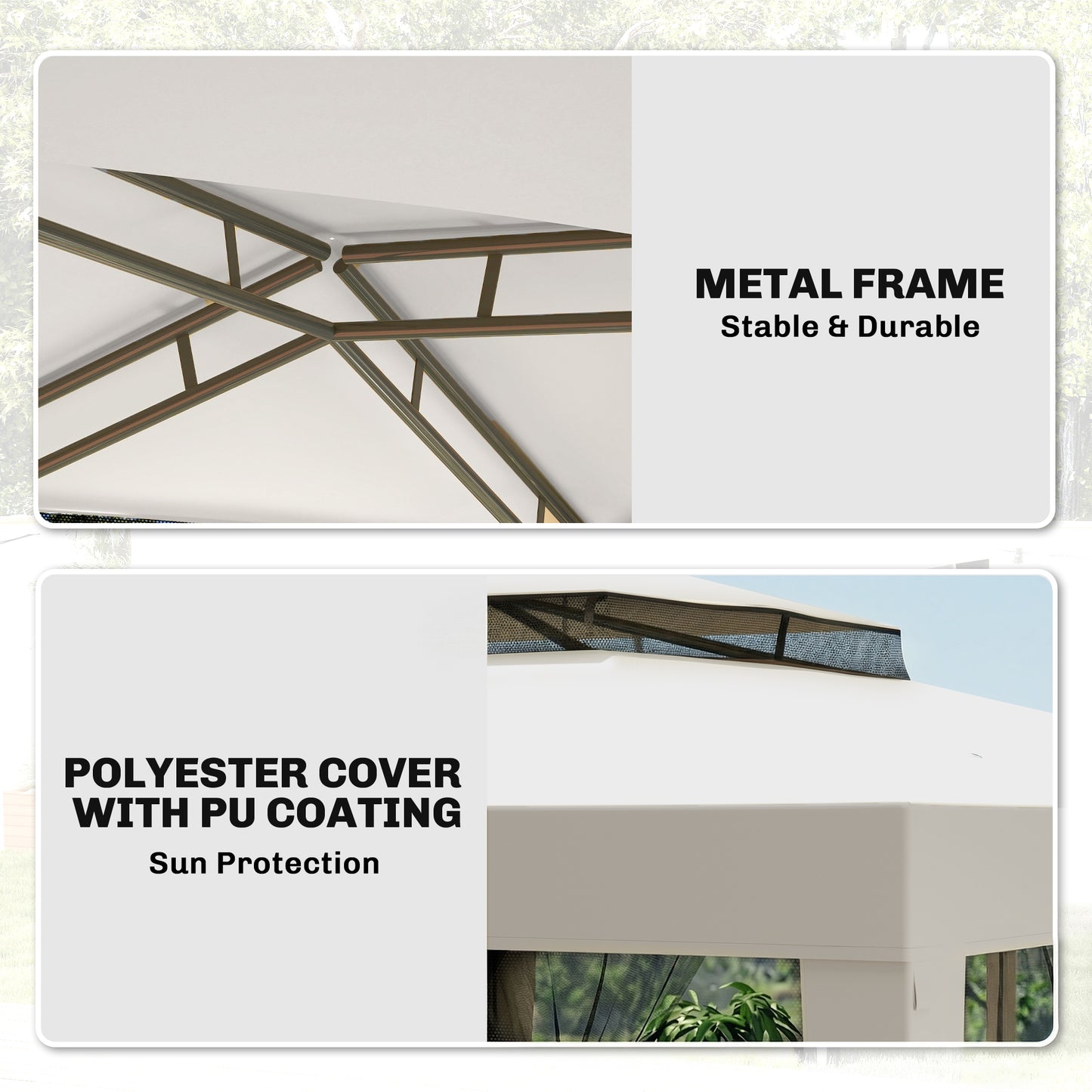 Outsunny 3 X 3 M Gazebo With Removable Mesh Sidewalls Netting Patio Canopy Outdoor Event Shelter Cream White